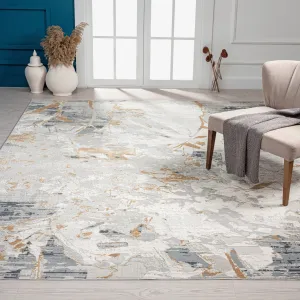 N Natori Bliss Abstract Floral Silver/Gold Modern Area Rug