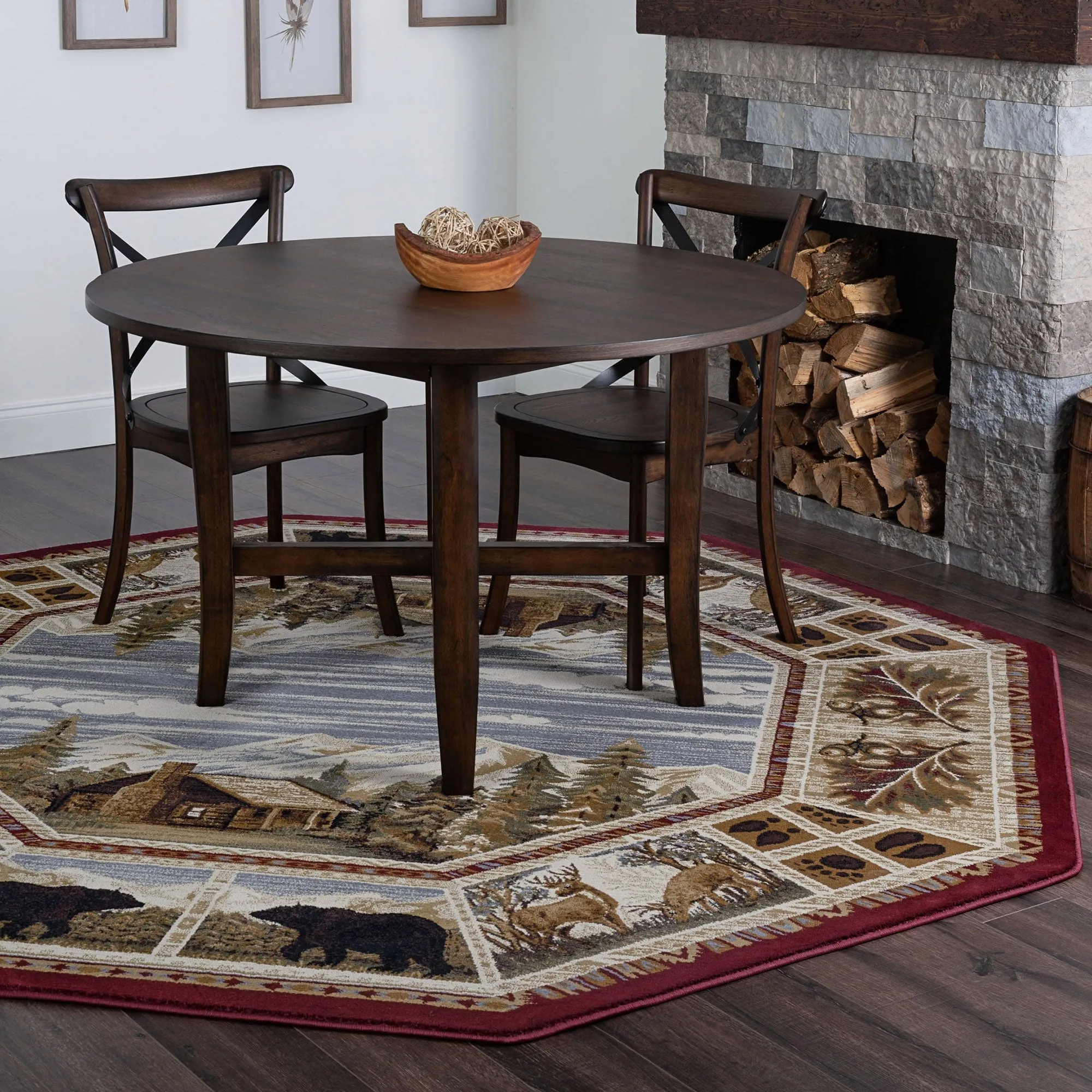 Natural Lodge Novelty Graphic Indoor Area Rug