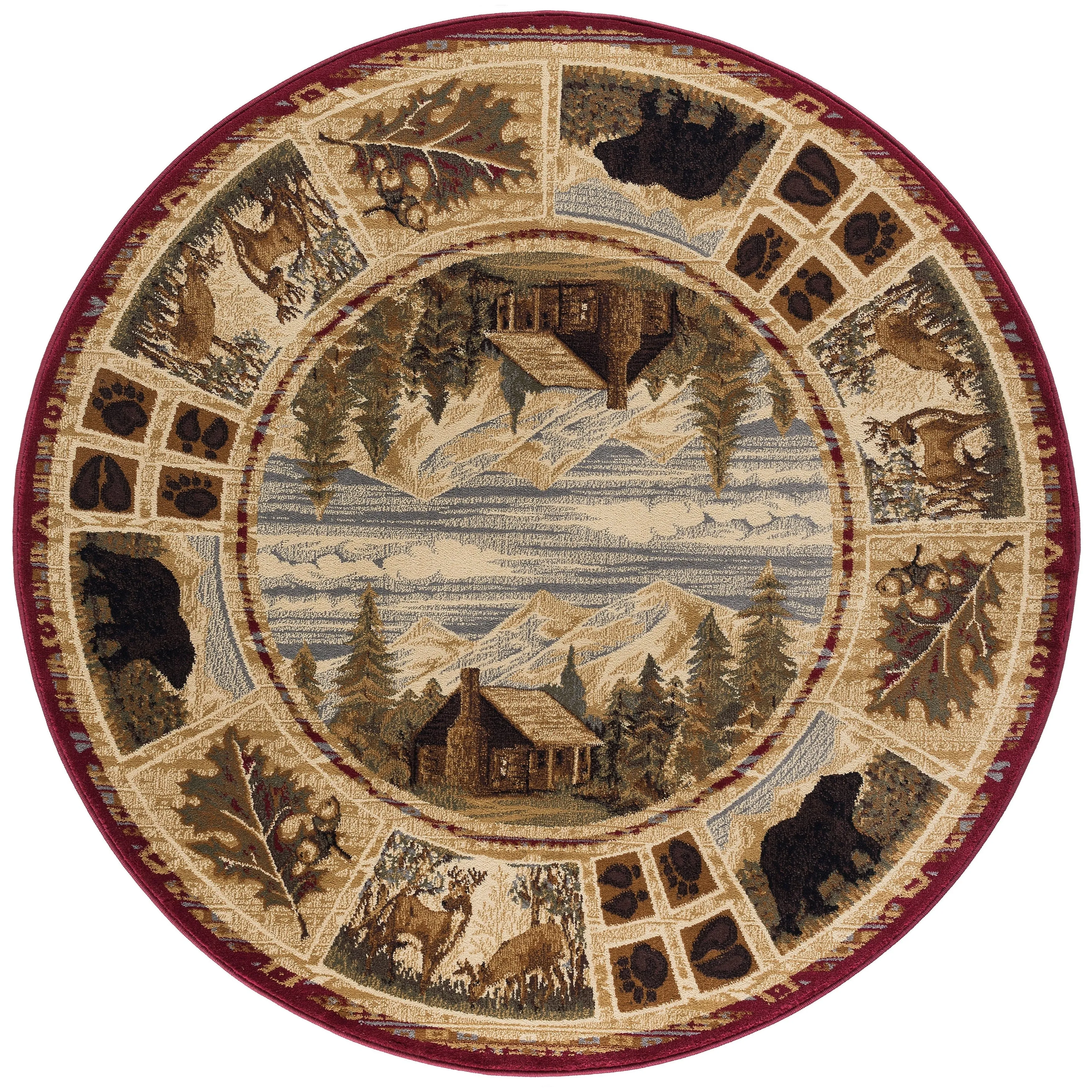 Natural Lodge Novelty Graphic Indoor Area Rug