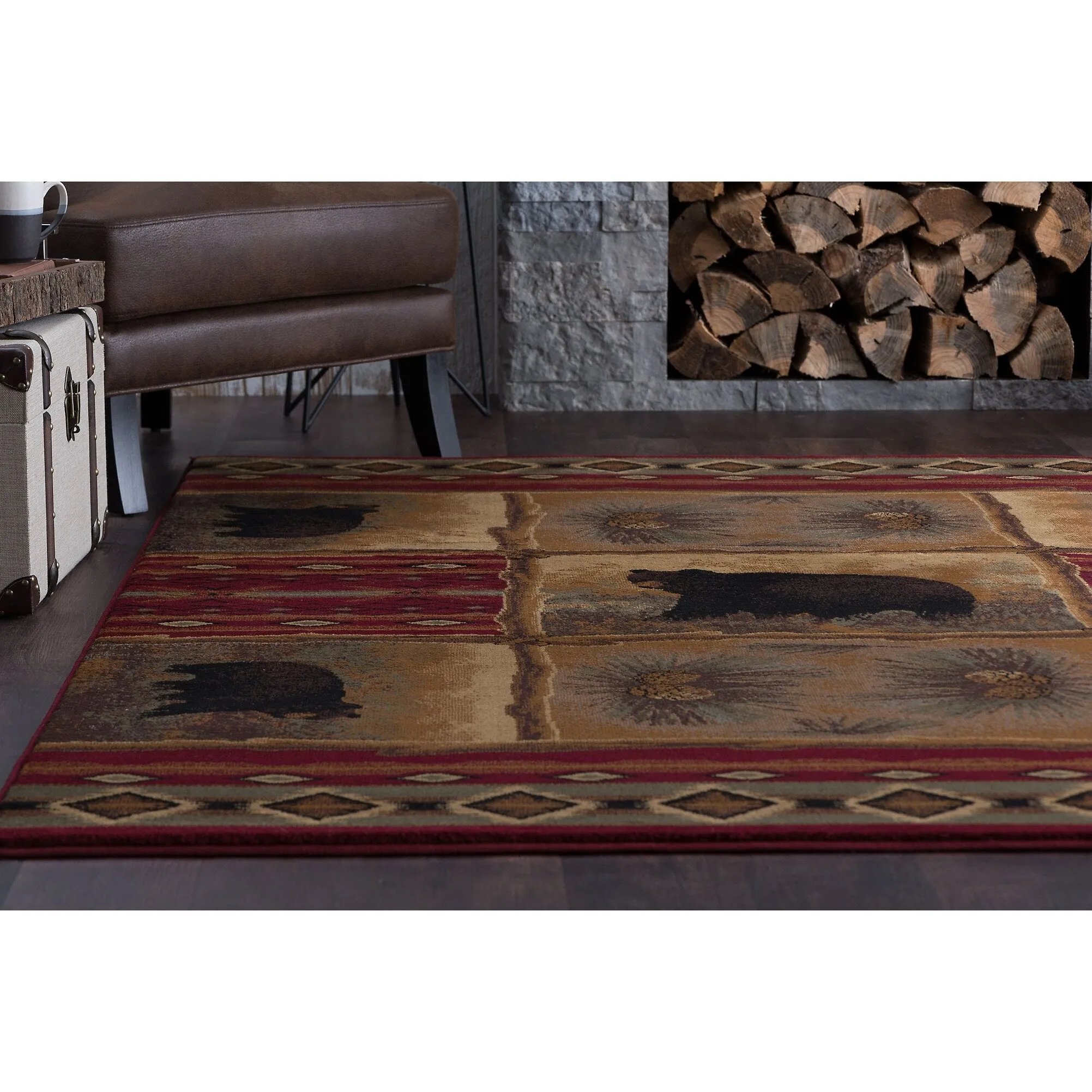 Natural Lodge Novelty Graphic Indoor Area Rug