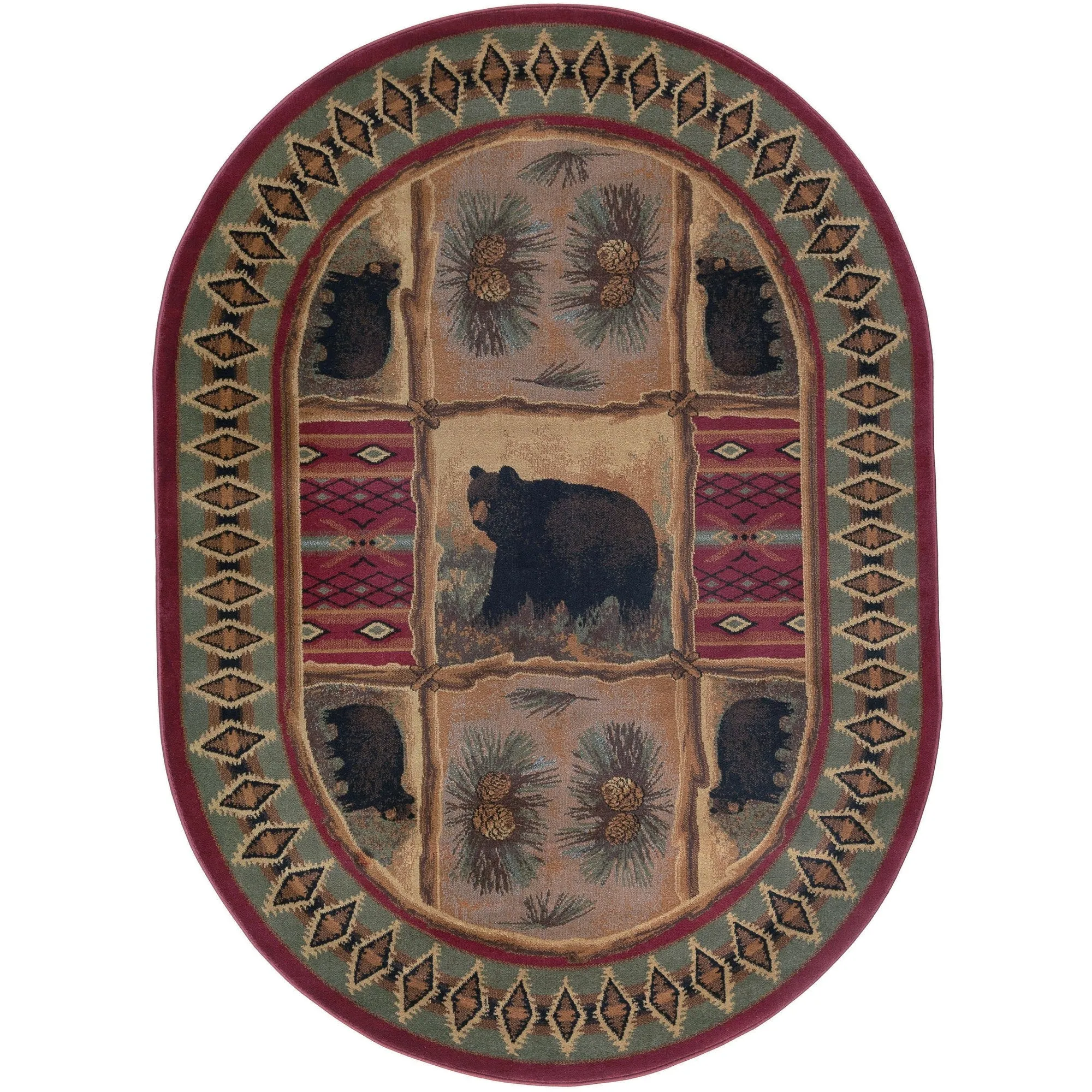 Natural Lodge Novelty Graphic Indoor Area Rug