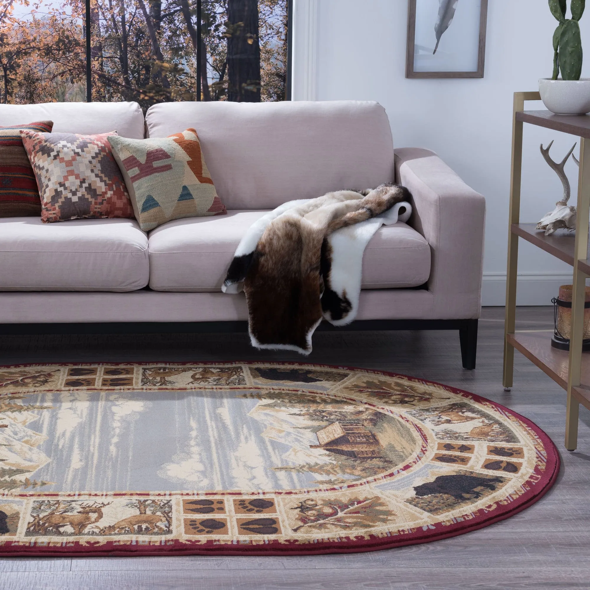 Natural Lodge Novelty Graphic Indoor Area Rug