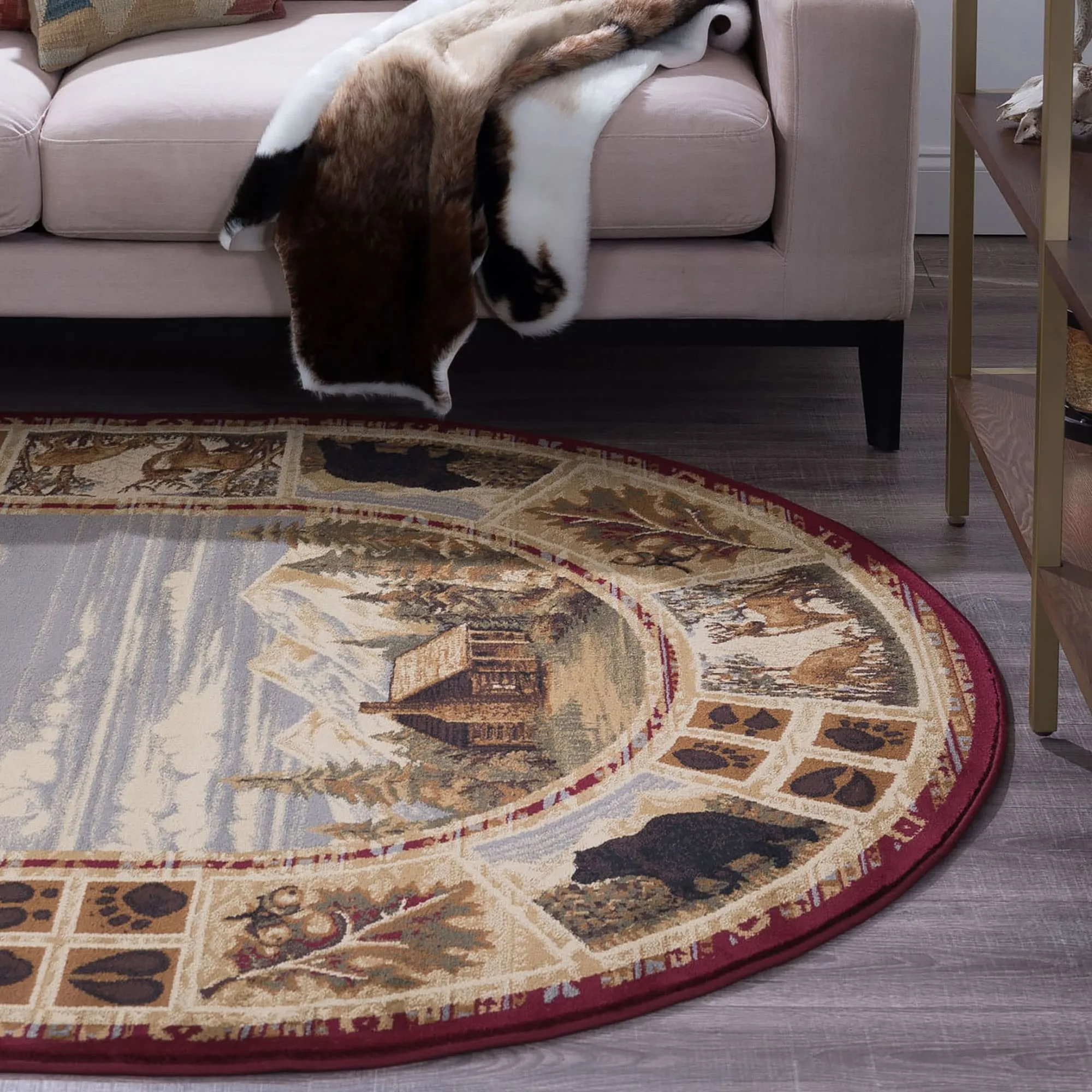 Natural Lodge Novelty Graphic Indoor Area Rug