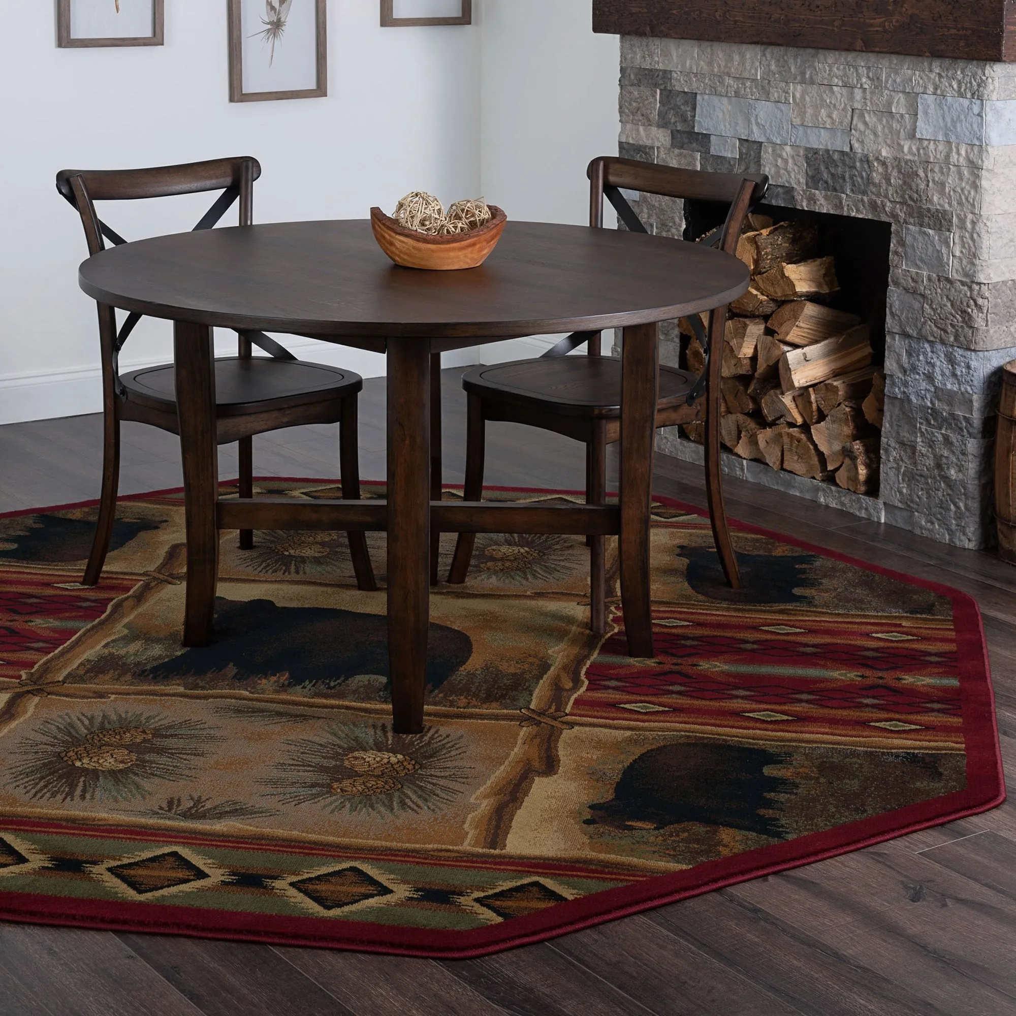 Natural Lodge Novelty Graphic Indoor Area Rug