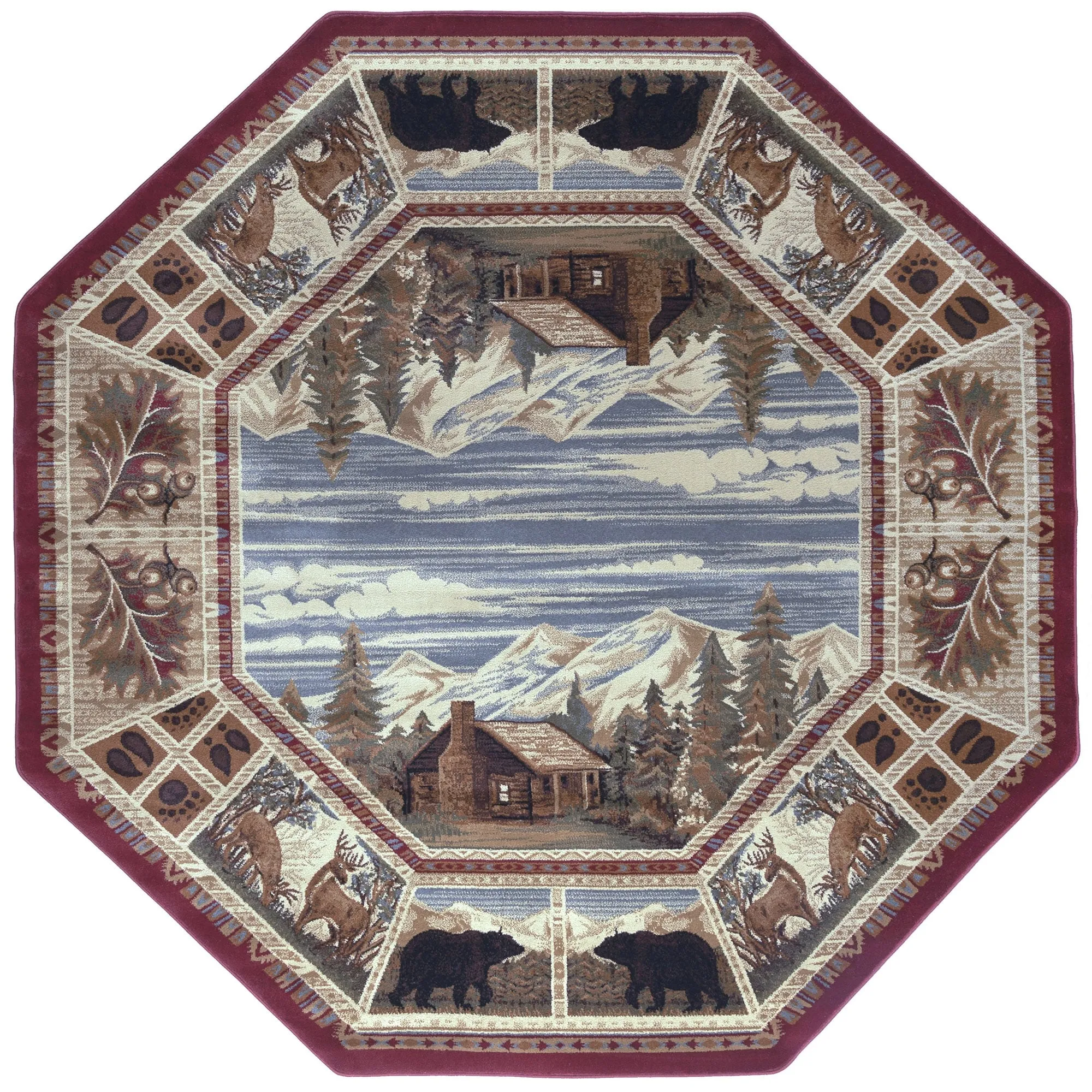 Natural Lodge Novelty Graphic Indoor Area Rug