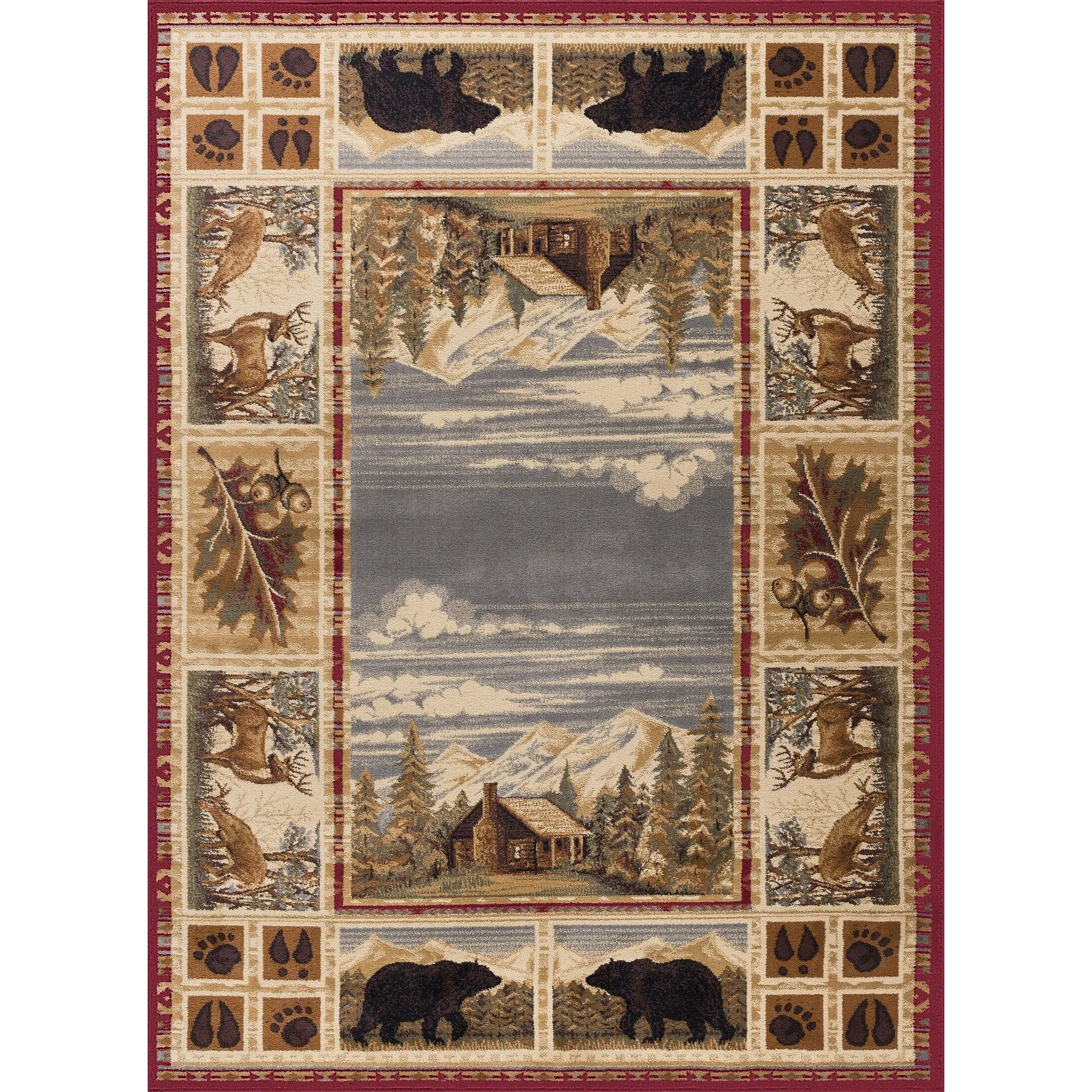 Natural Lodge Novelty Graphic Indoor Area Rug