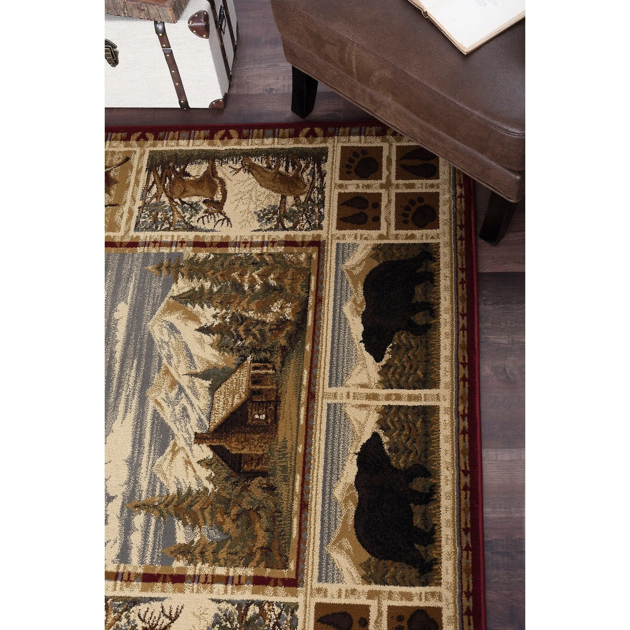 Natural Lodge Novelty Graphic Indoor Area Rug
