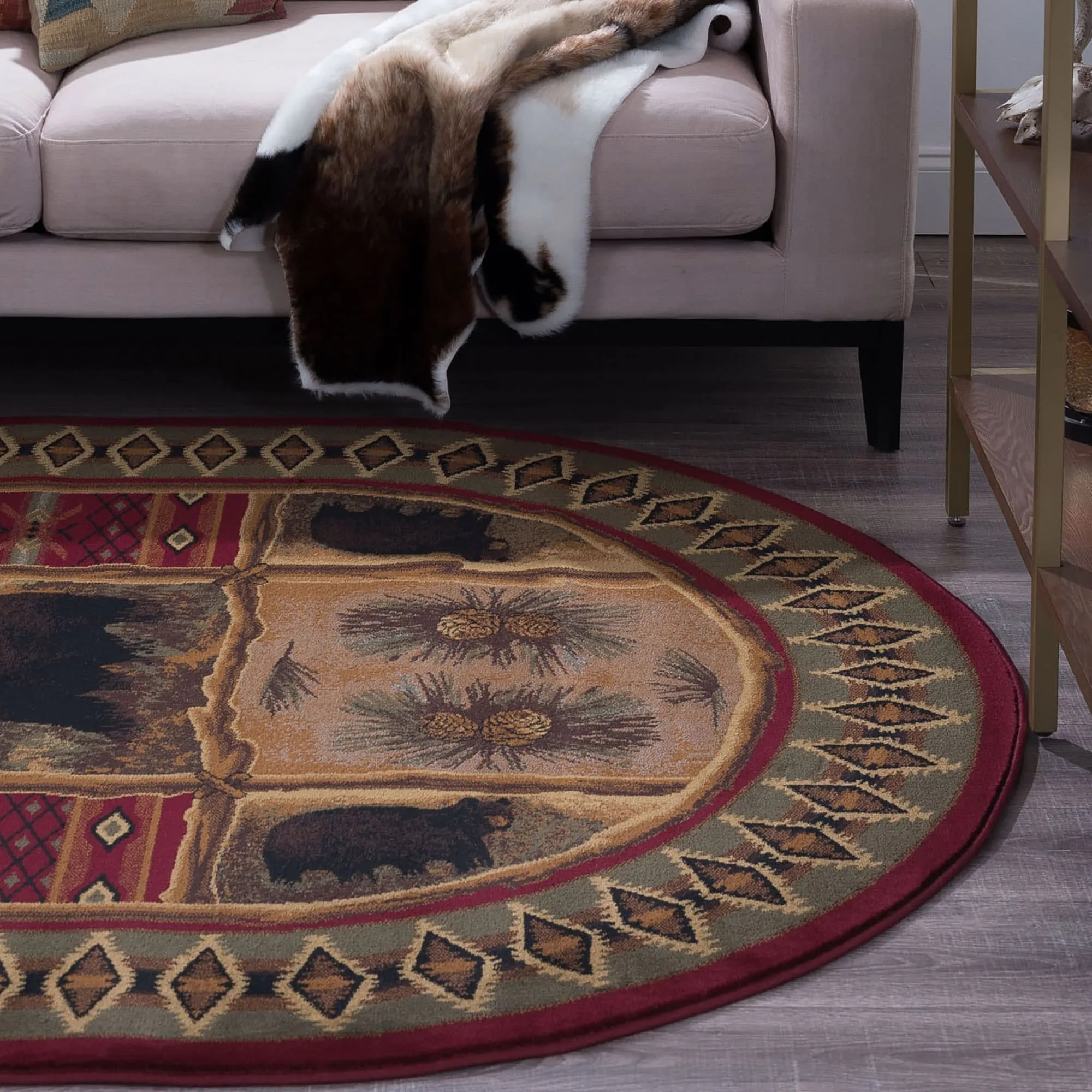 Natural Lodge Novelty Graphic Indoor Area Rug