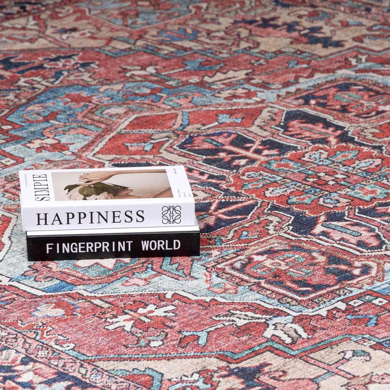 Neyland Machine Washable Oriental Traditional Persian Medallion Dark Red. Burgundy. Blue Area Rug