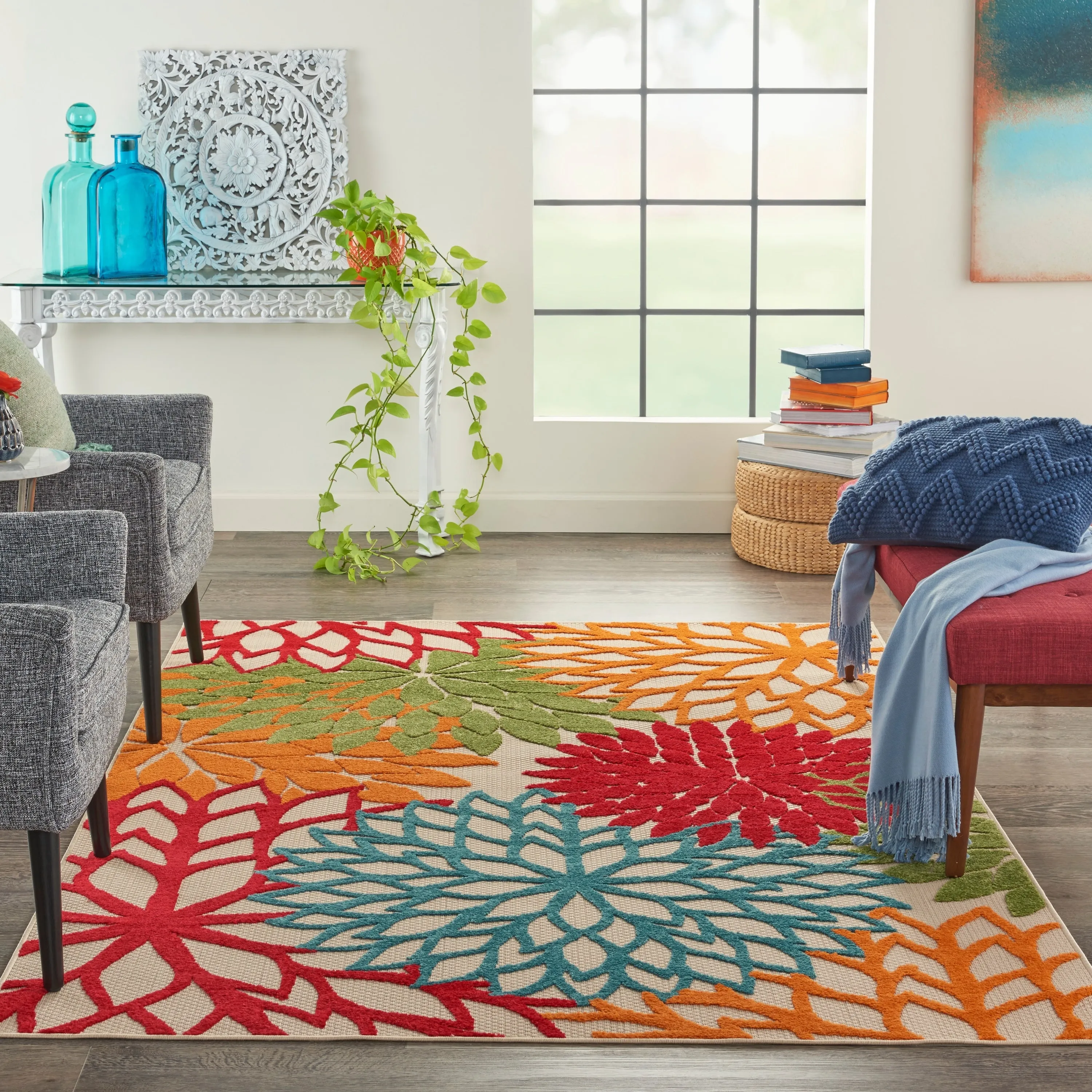 Nourison Aloha Floral Modern. Indoor/Outdoor Area Rug