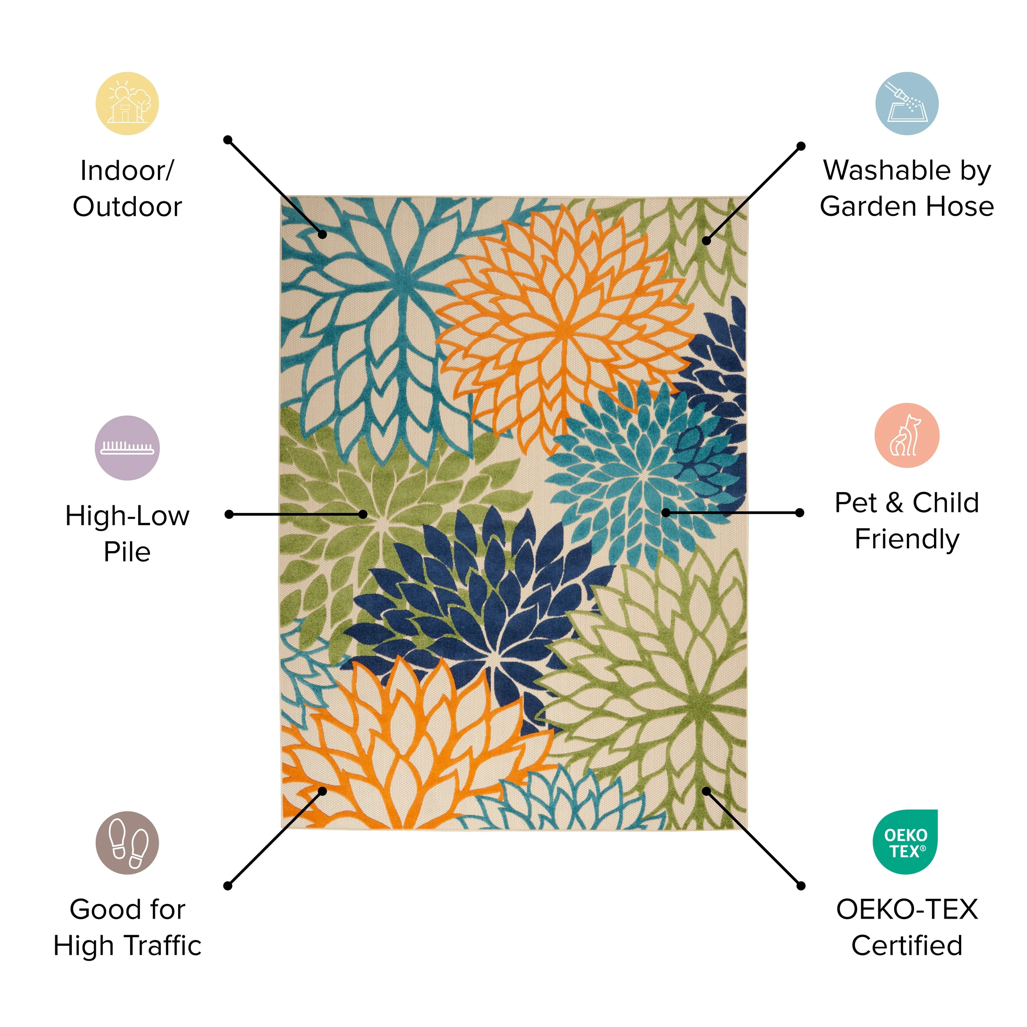 Nourison Aloha Floral Modern. Indoor/Outdoor Area Rug