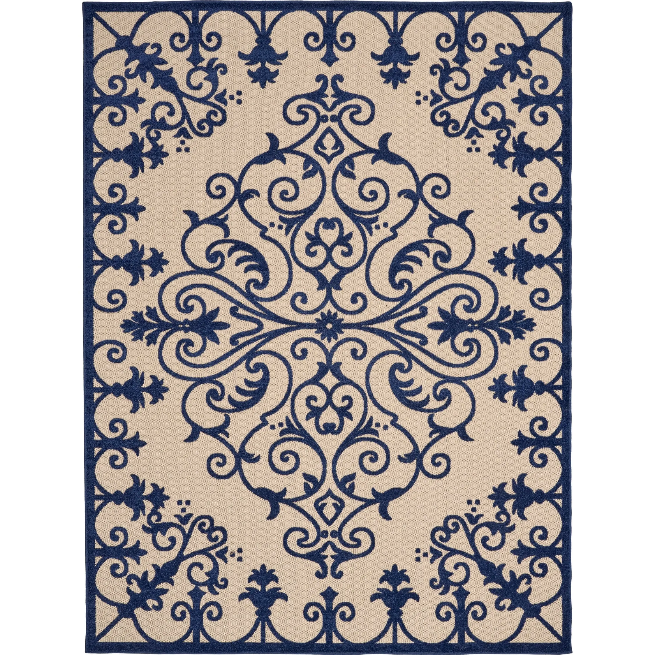 Nourison Aloha Modern Medallion Scroll Indoor / Outdoor Area Rug
