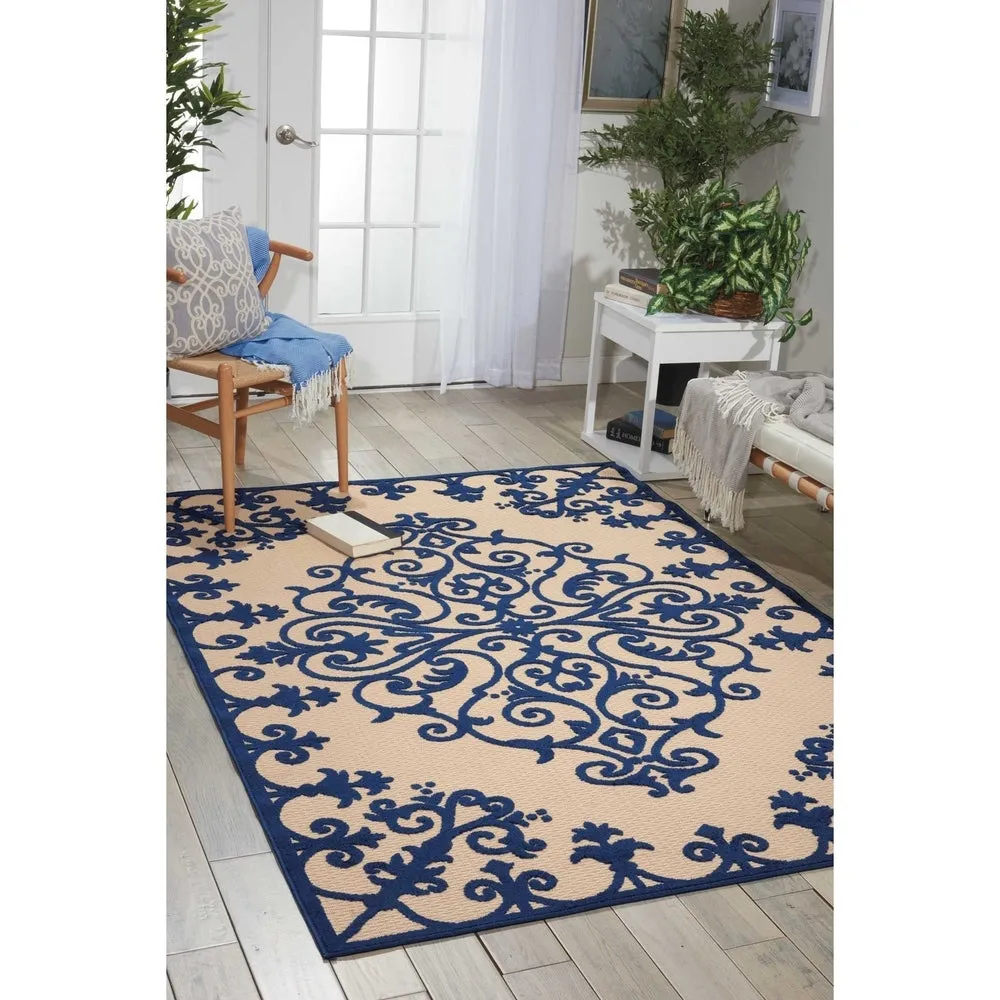 Nourison Aloha Modern Medallion Scroll Indoor / Outdoor Area Rug