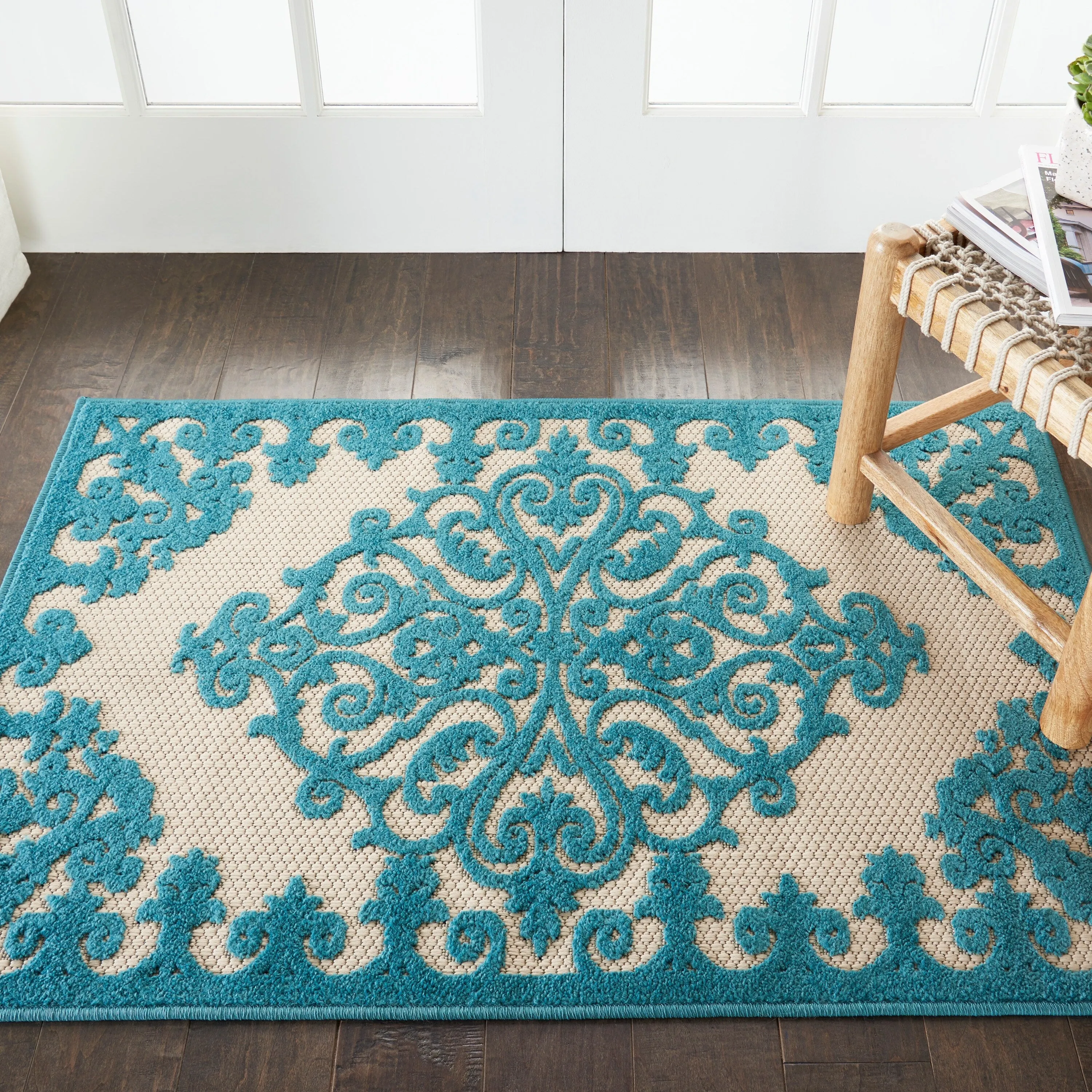 Nourison Aloha Modern Medallion Scroll Indoor / Outdoor Area Rug
