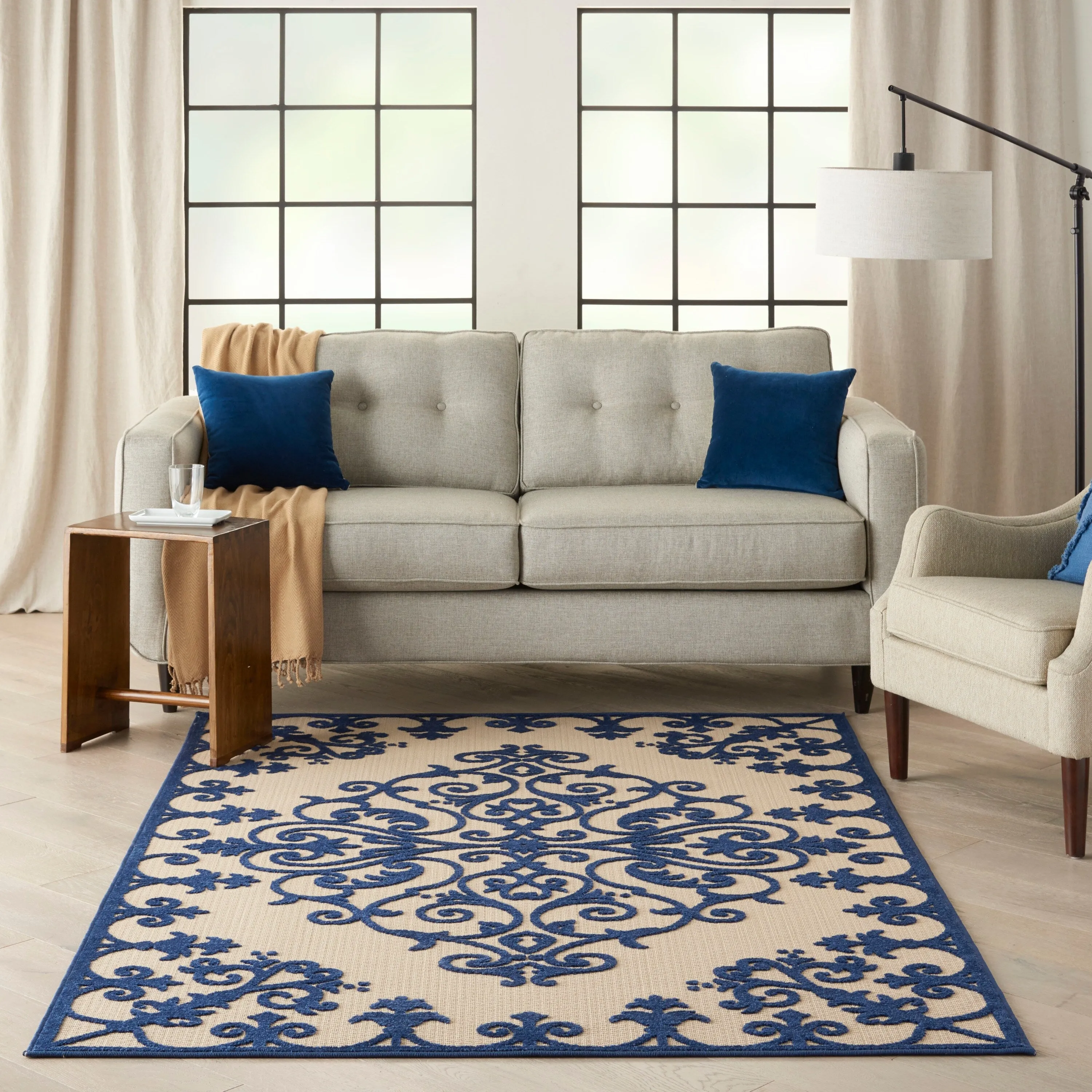 Nourison Aloha Modern Medallion Scroll Indoor / Outdoor Area Rug