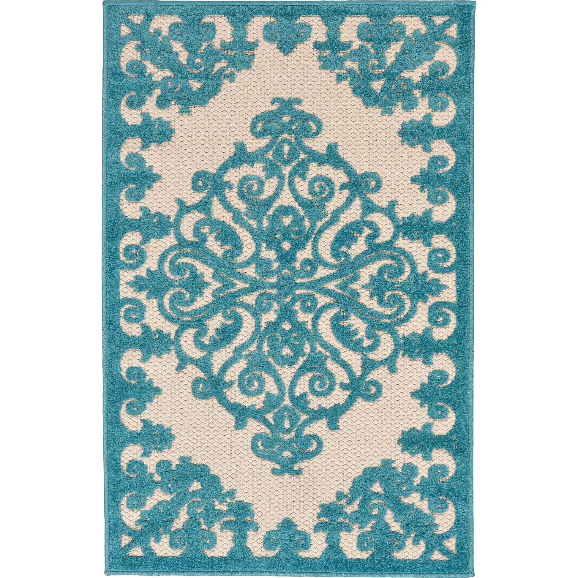 Nourison Aloha Modern Medallion Scroll Indoor / Outdoor Area Rug