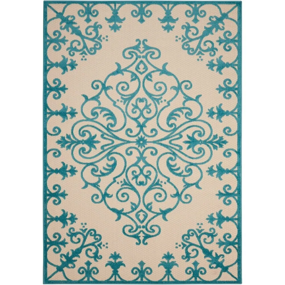 Nourison Aloha Modern Medallion Scroll Indoor / Outdoor Area Rug