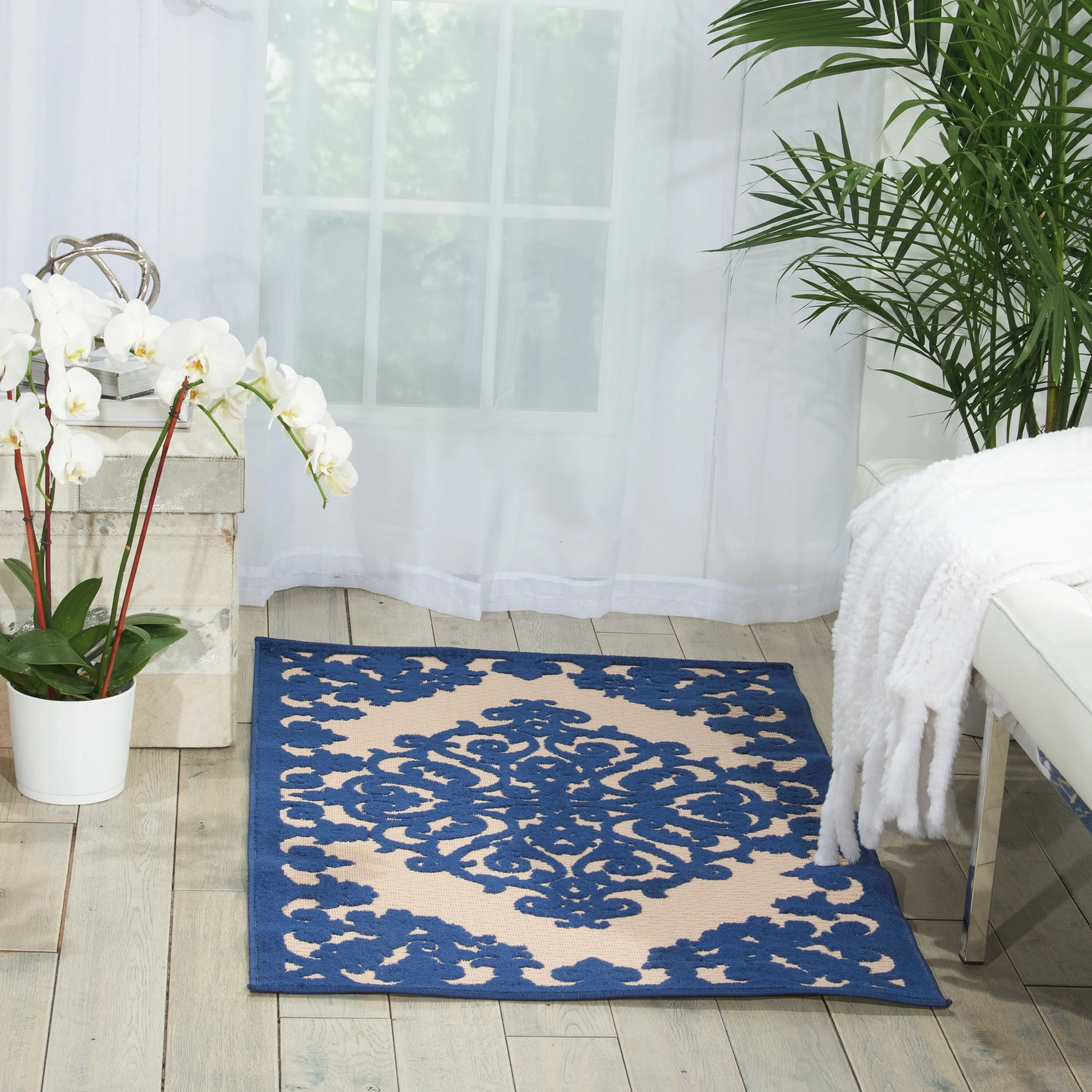 Nourison Aloha Modern Medallion Scroll Indoor / Outdoor Area Rug