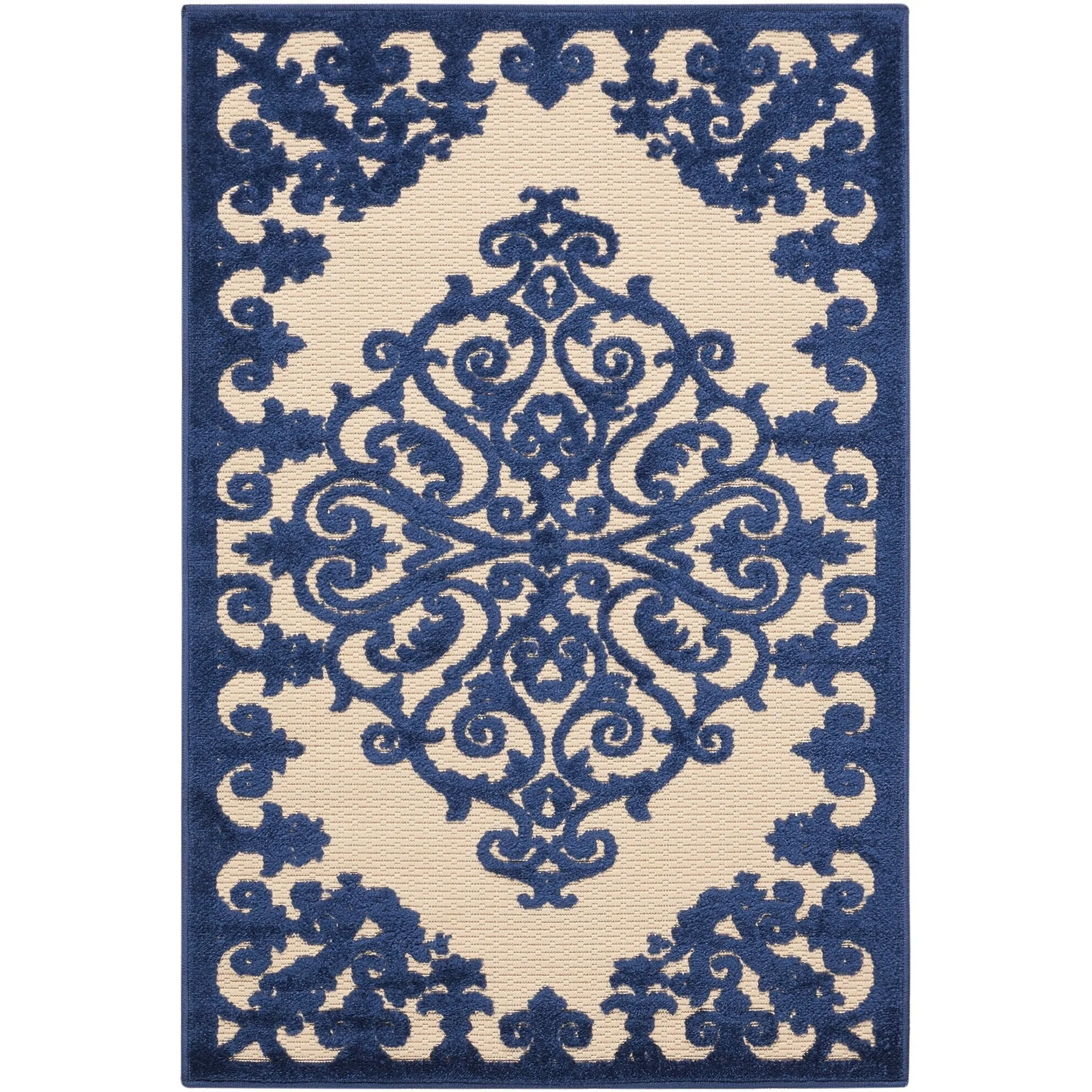 Nourison Aloha Modern Medallion Scroll Indoor / Outdoor Area Rug