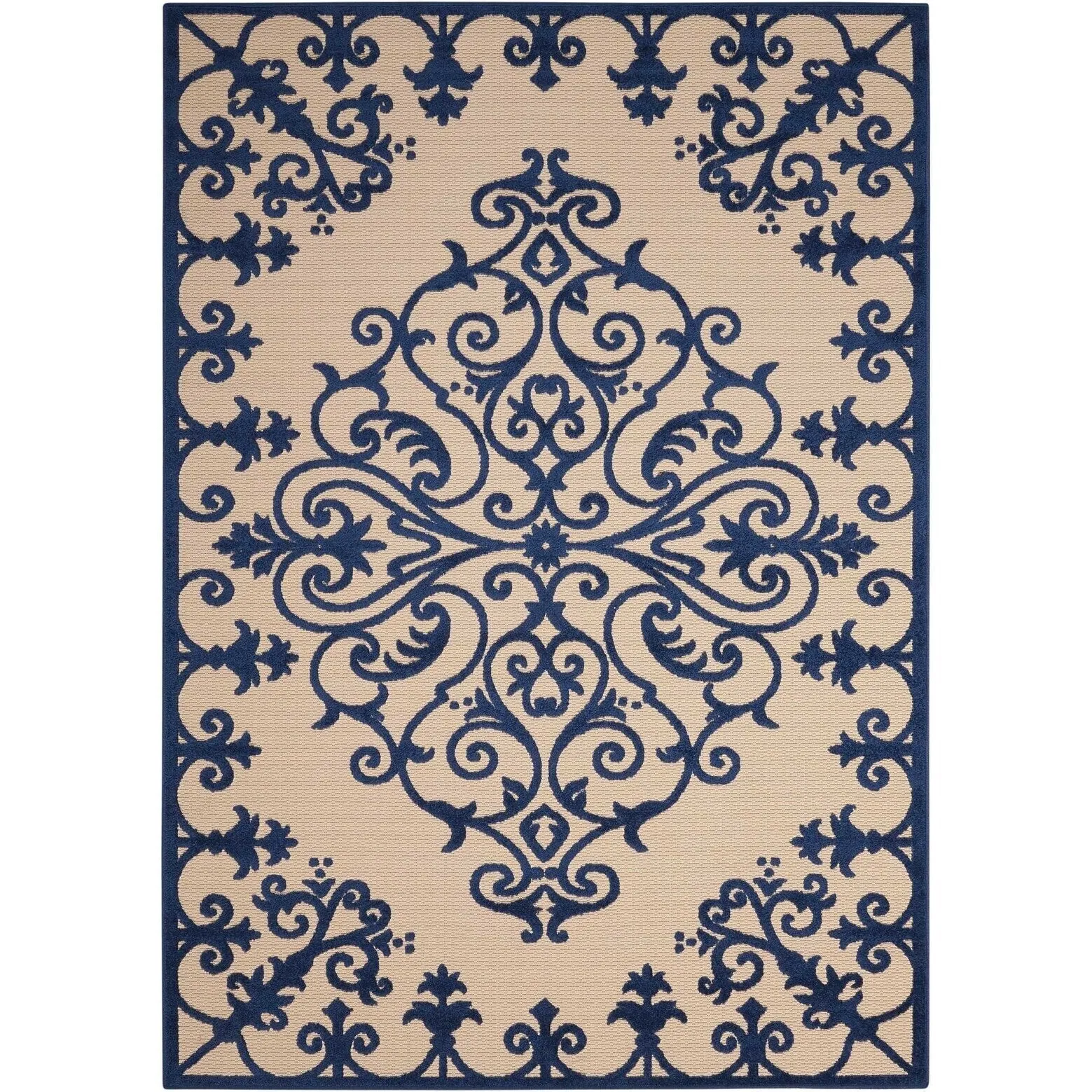 Nourison Aloha Modern Medallion Scroll Indoor / Outdoor Area Rug