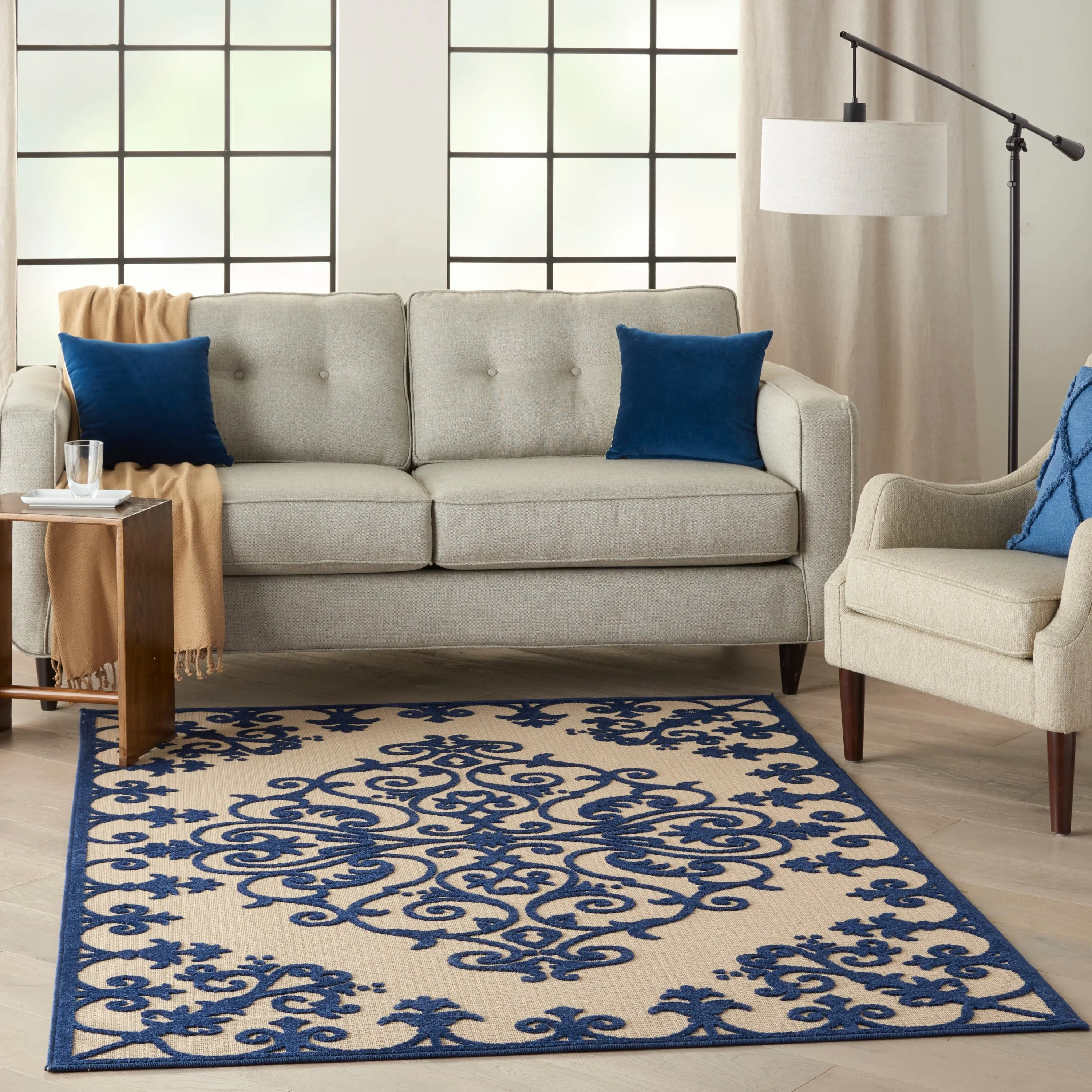 Nourison Aloha Modern Medallion Scroll Indoor / Outdoor Area Rug