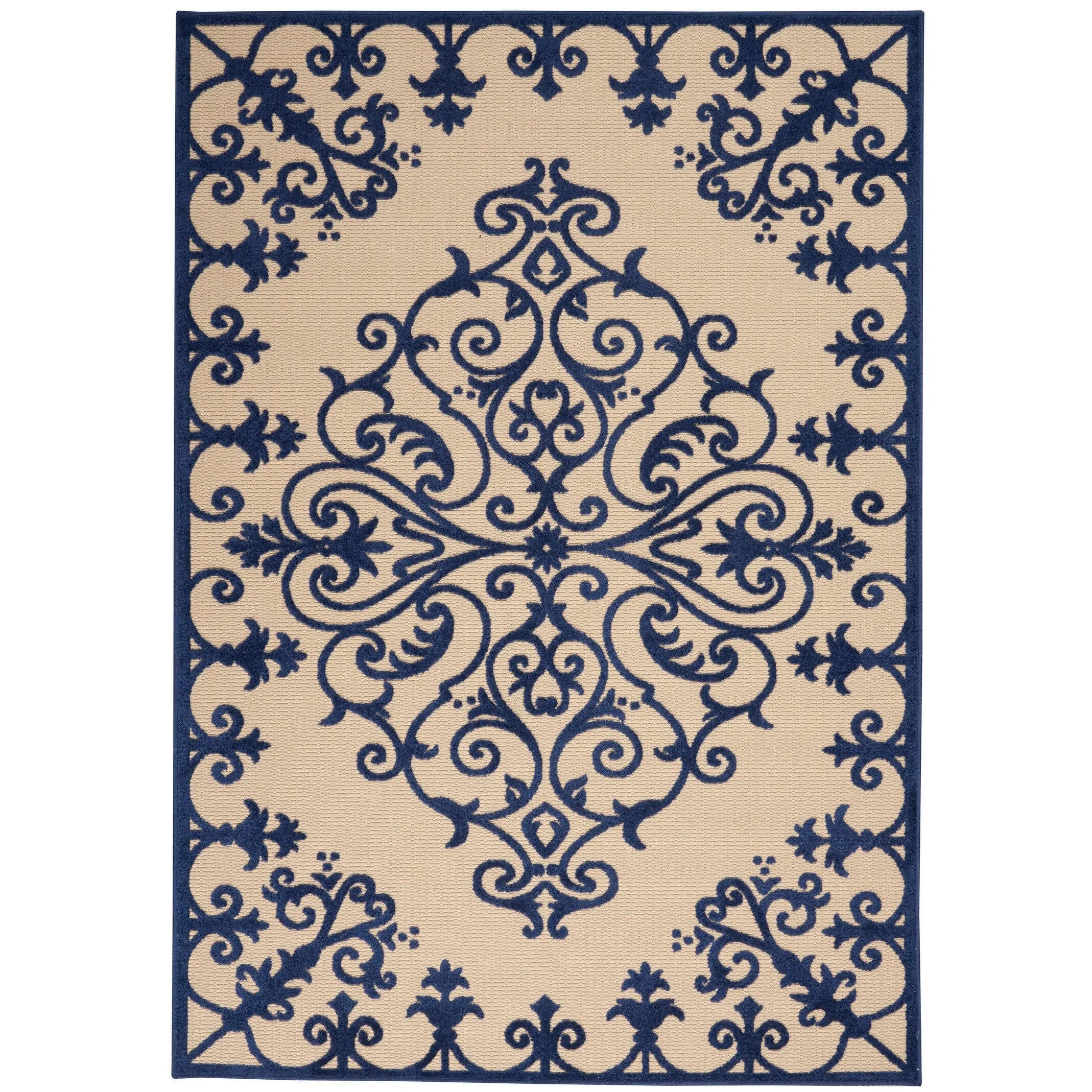 Nourison Aloha Modern Medallion Scroll Indoor / Outdoor Area Rug