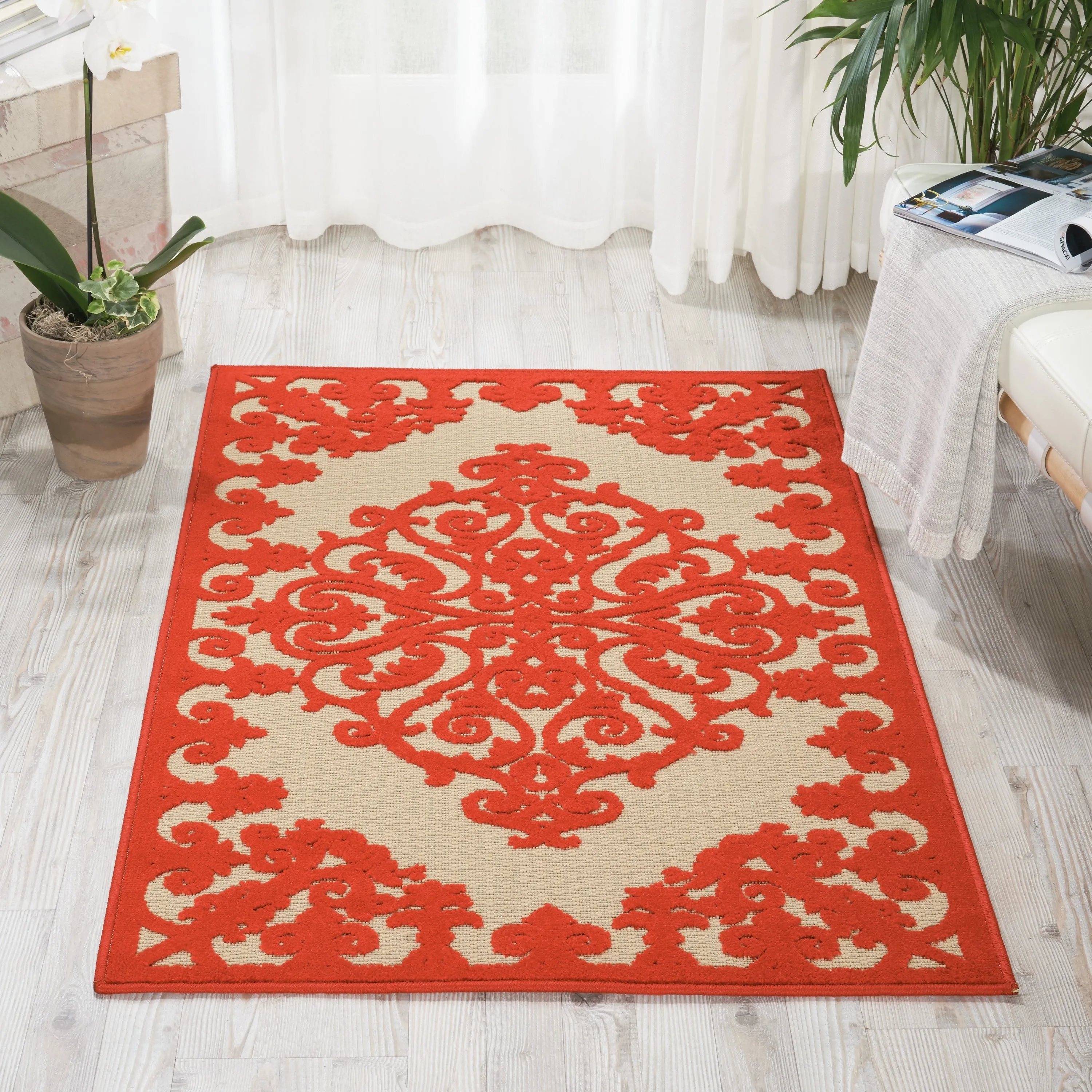Nourison Aloha Modern Medallion Scroll Indoor / Outdoor Area Rug