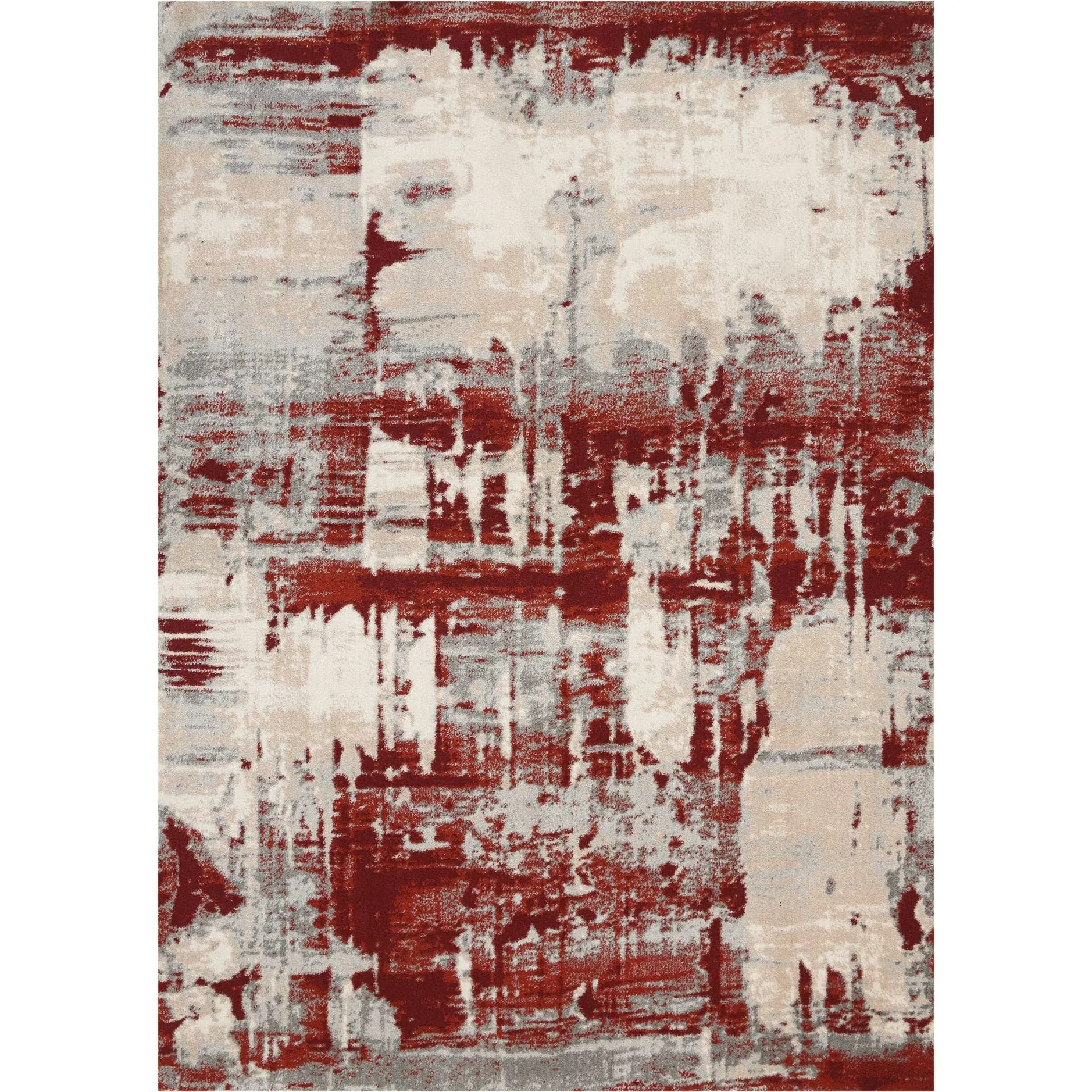 Nourison Maxell Modern Abstract Red Ivory Area Rug