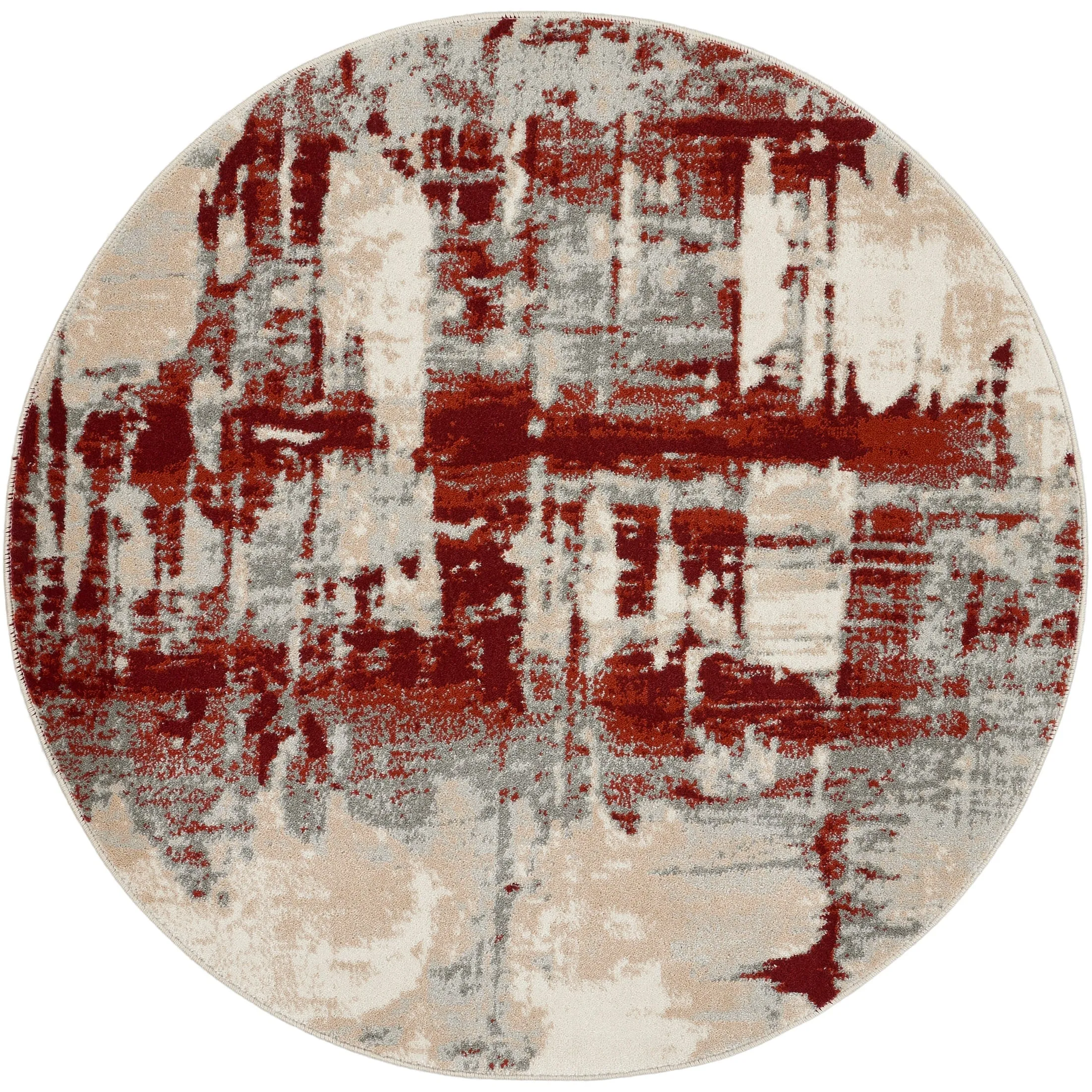 Nourison Maxell Modern Abstract Red Ivory Area Rug