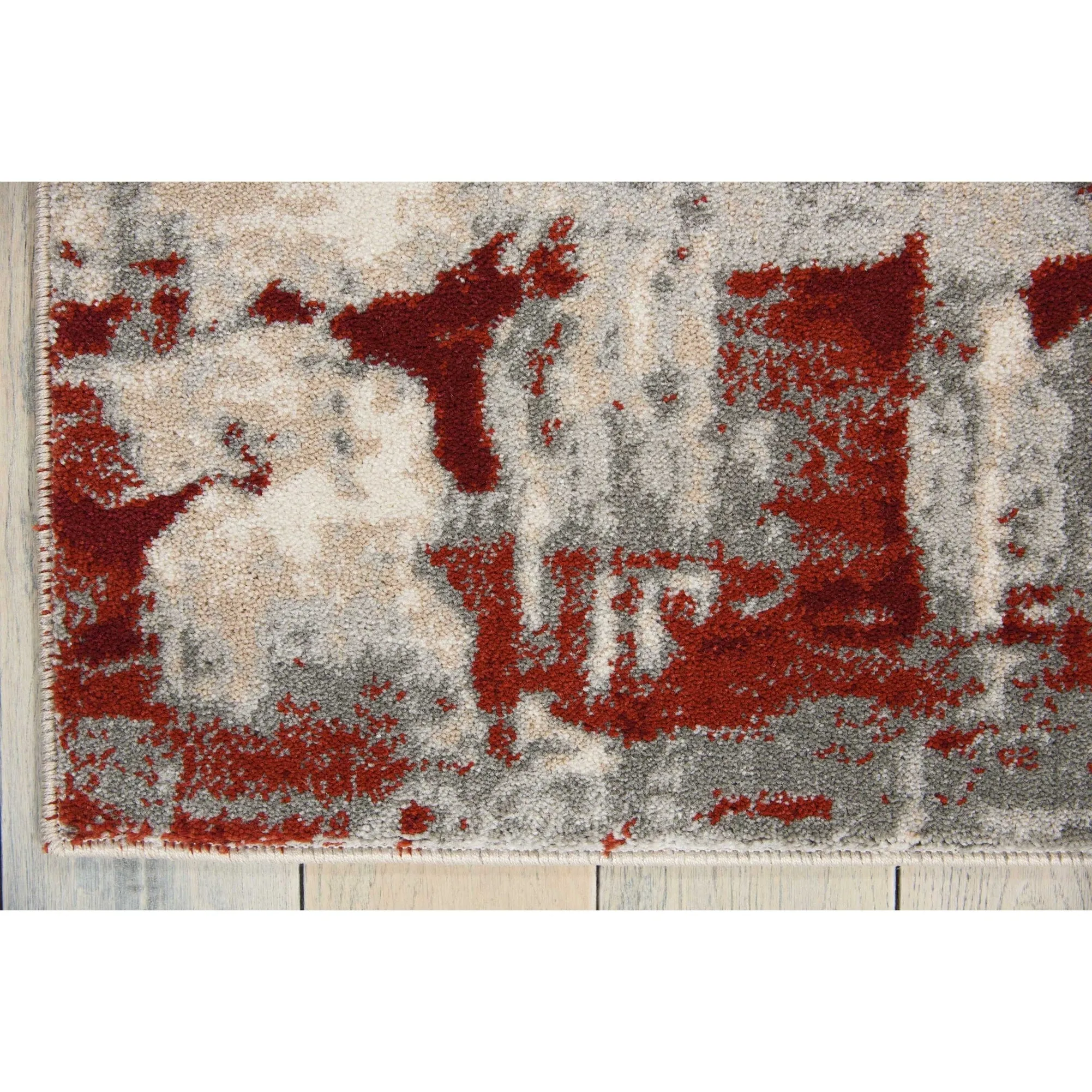 Nourison Maxell Modern Abstract Red Ivory Area Rug