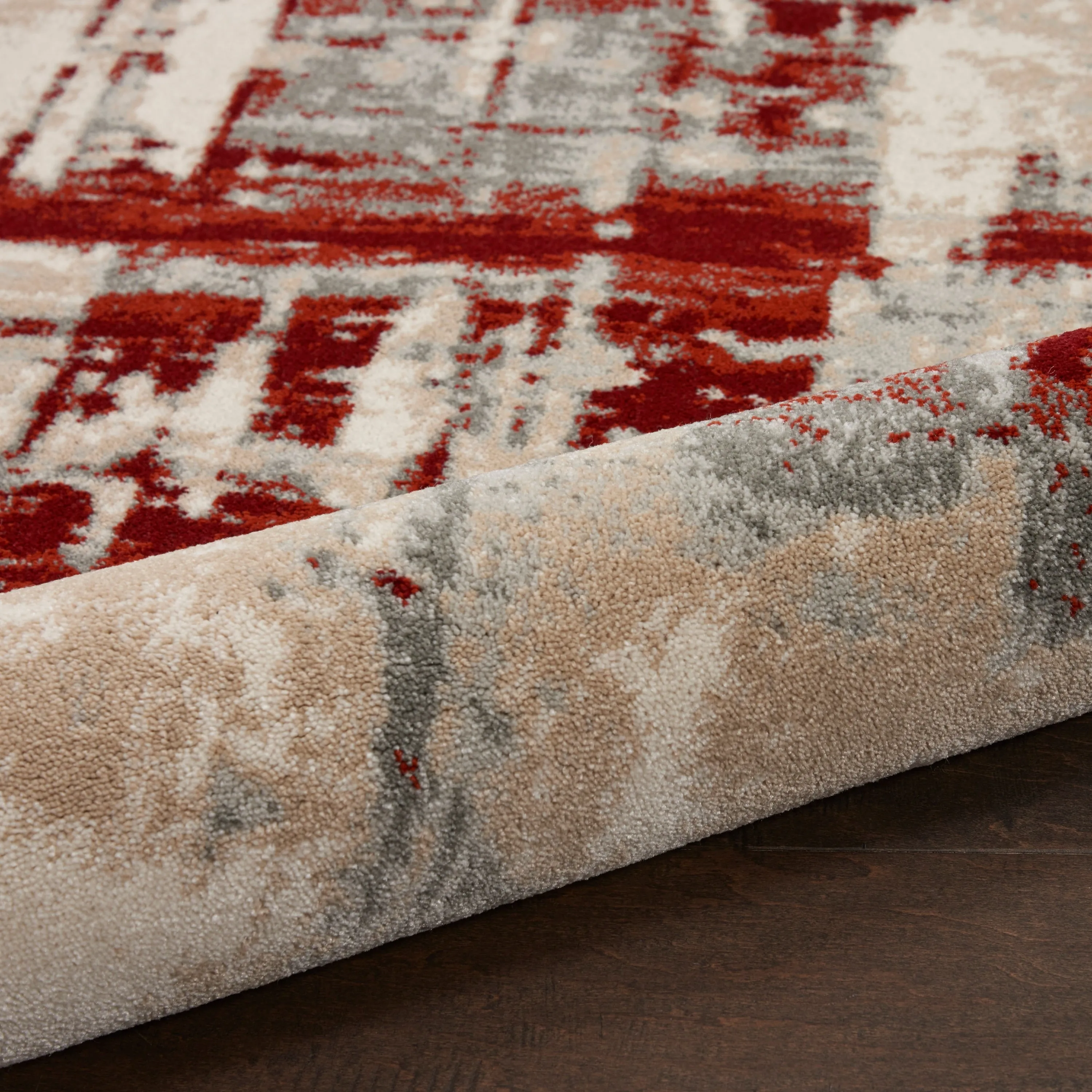 Nourison Maxell Modern Abstract Red Ivory Area Rug