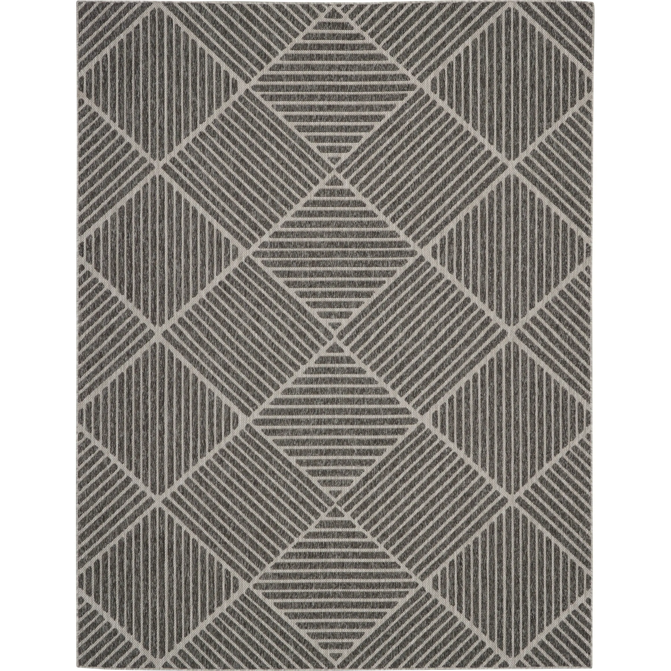 Nourison Palamos Textured Geometric Stripes Indoor/ Outdoor Area Rug