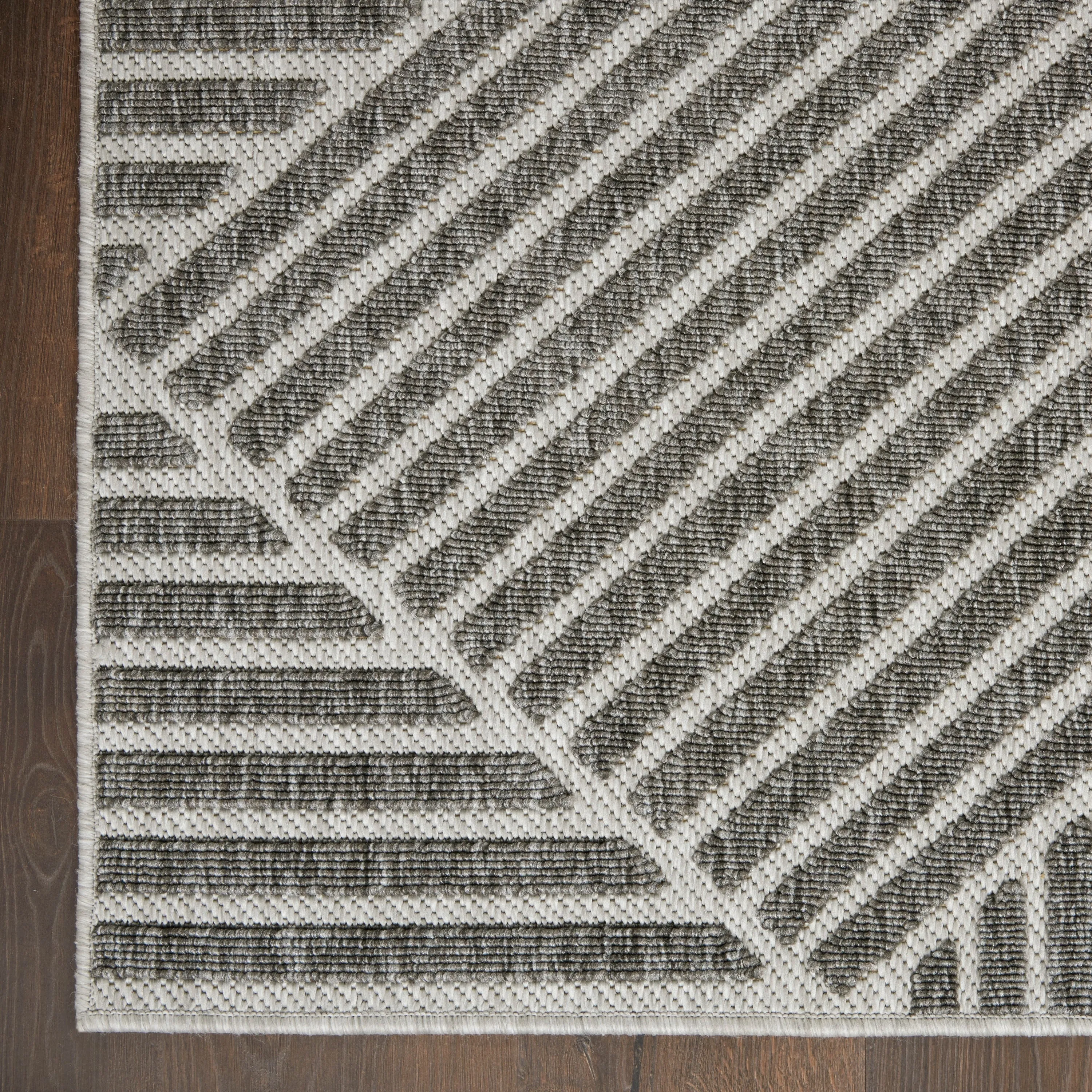 Nourison Palamos Textured Geometric Stripes Indoor/ Outdoor Area Rug