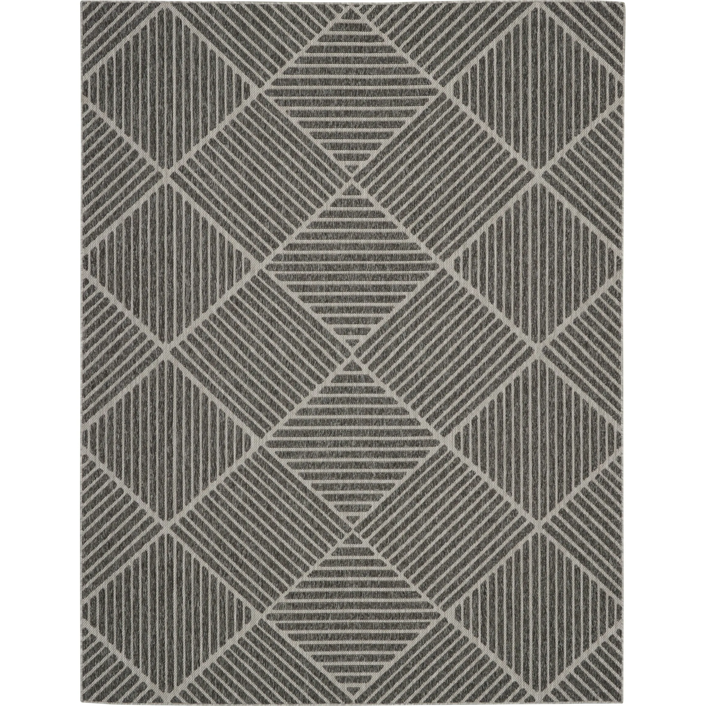 Nourison Palamos Textured Geometric Stripes Indoor/ Outdoor Area Rug