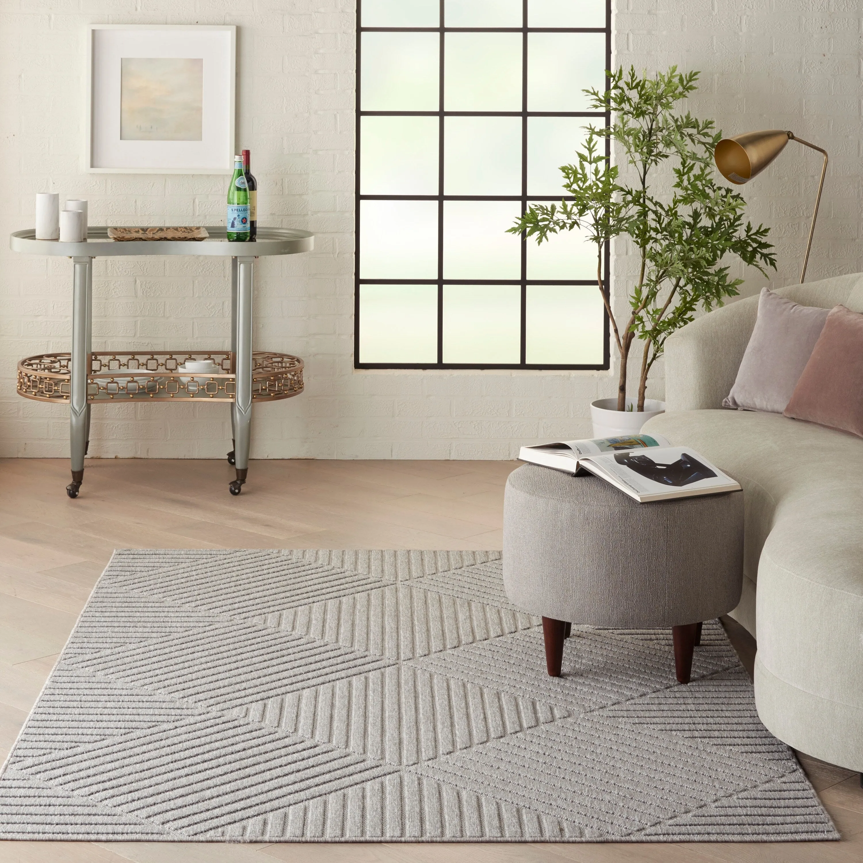 Nourison Palamos Textured Geometric Stripes Indoor/ Outdoor Area Rug