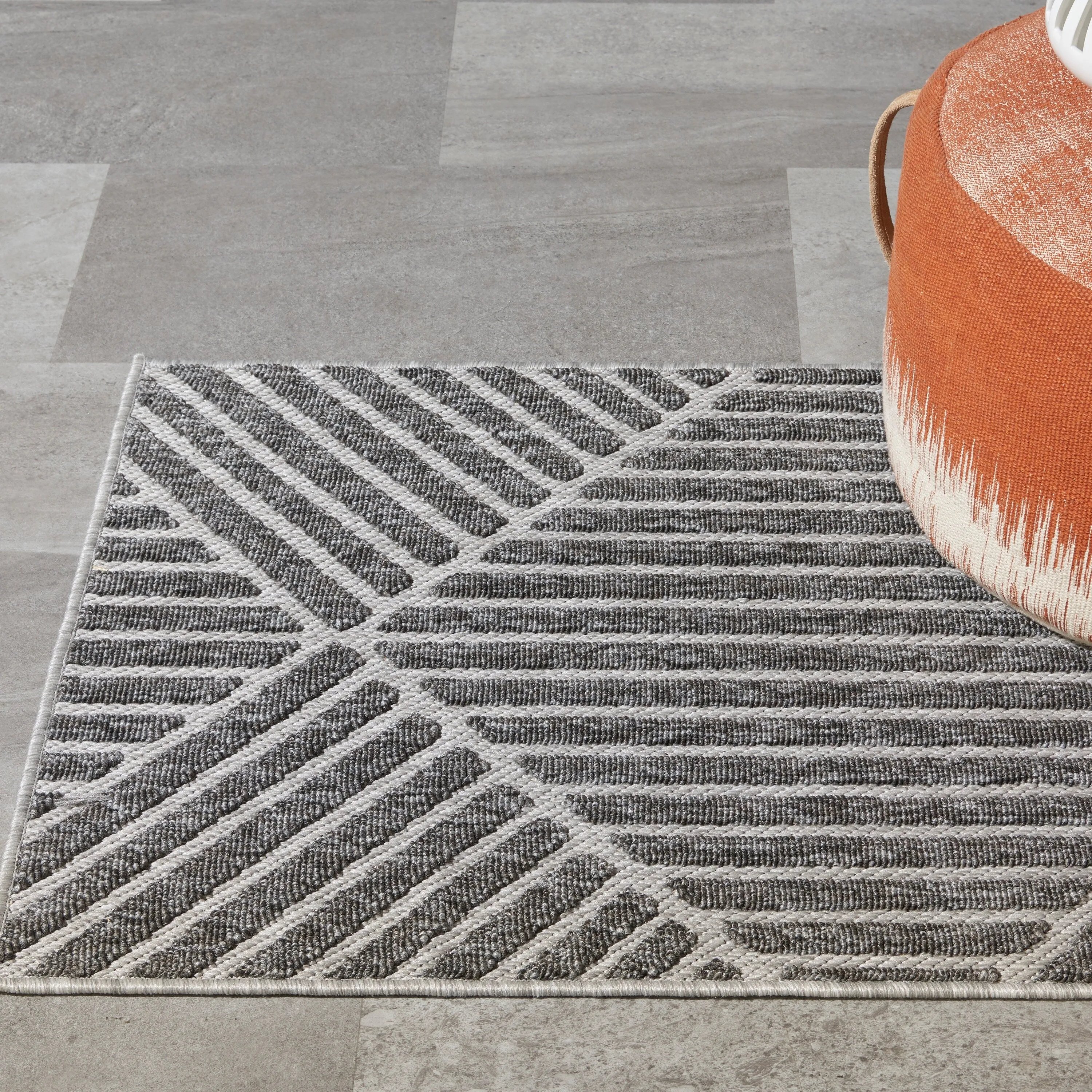 Nourison Palamos Textured Geometric Stripes Indoor/ Outdoor Area Rug