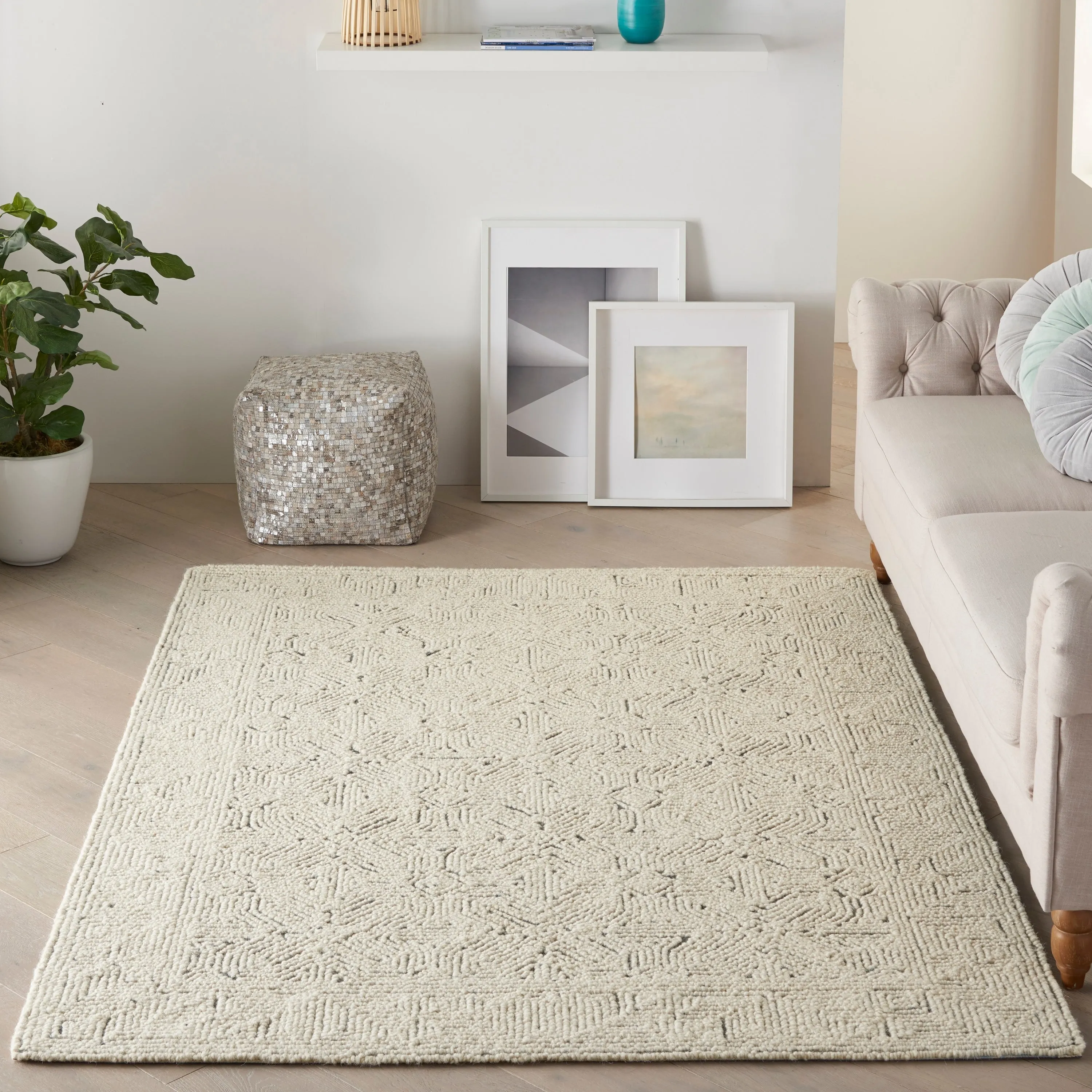 Nourison Vail Geometric Textured Wool Area Rug