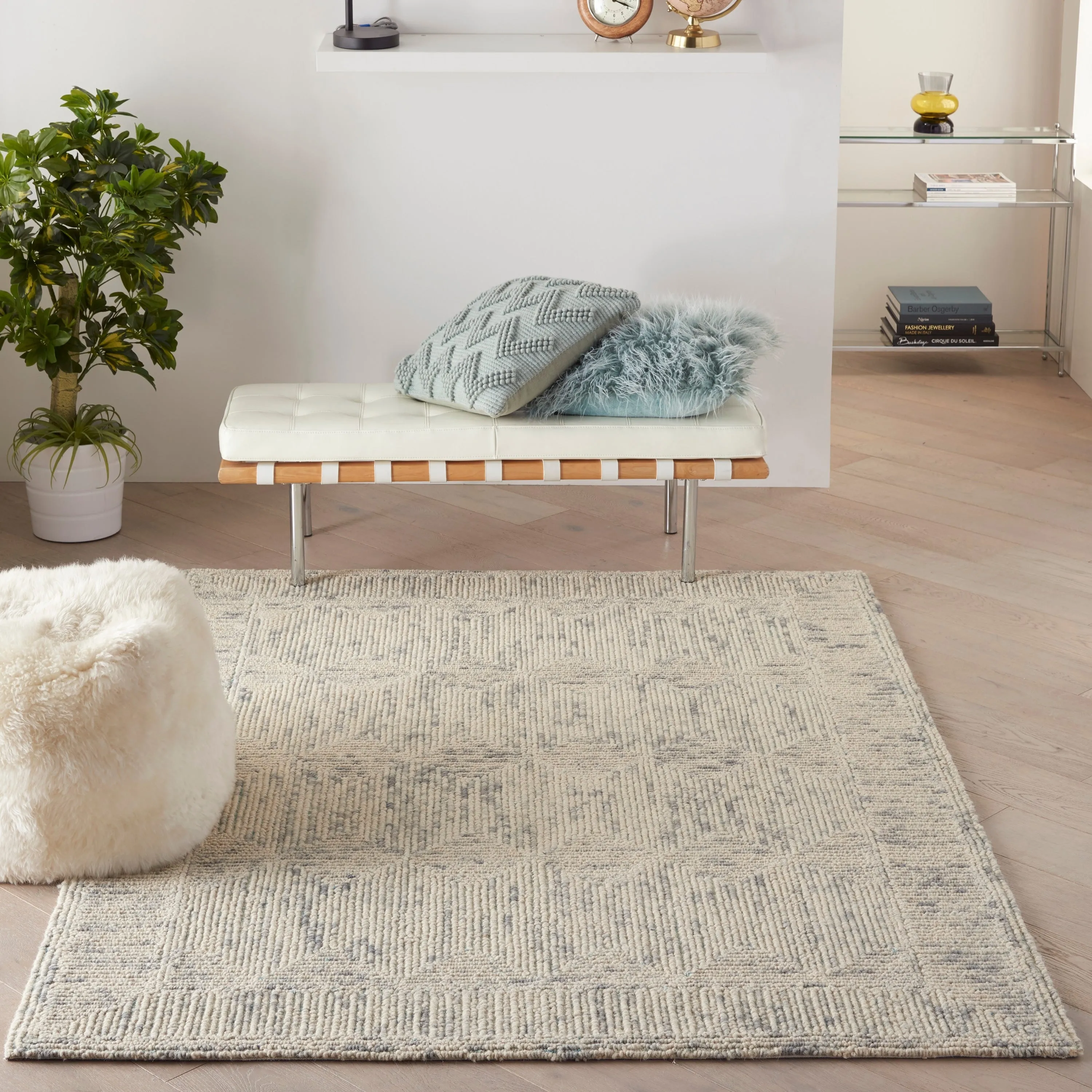 Nourison Vail Textured Modern Hand-tufted Looped Wool Area Rug