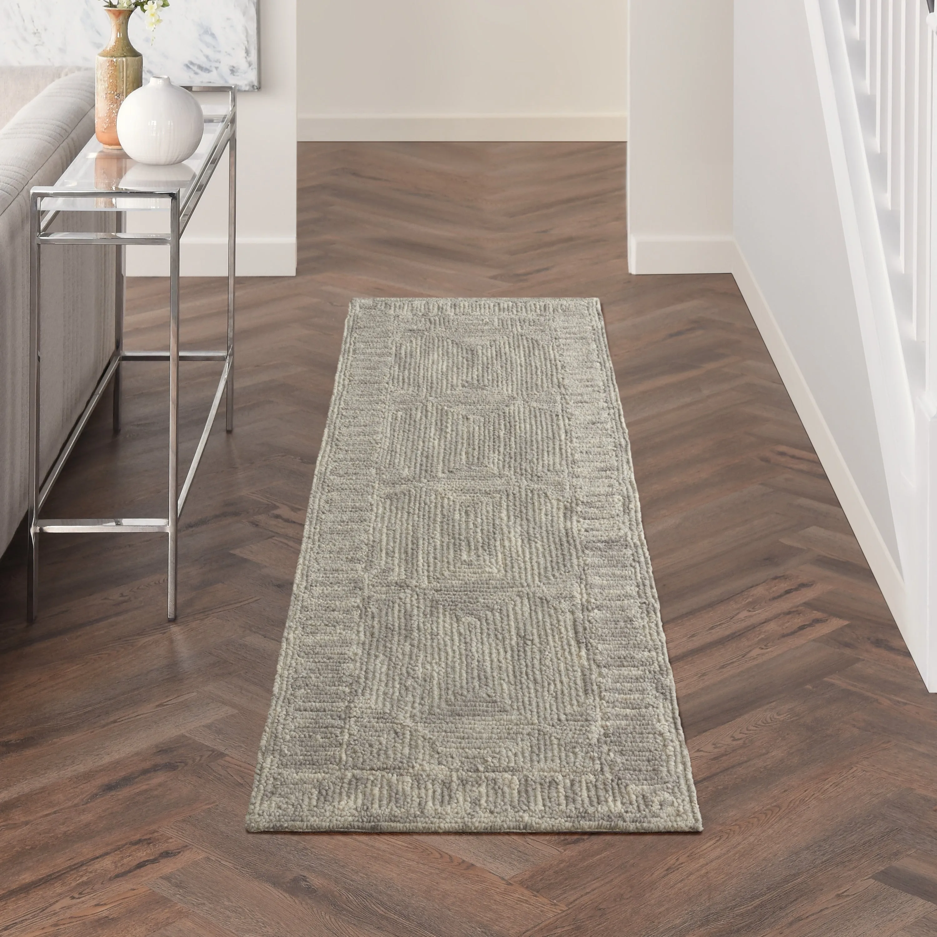 Nourison Vail Textured Modern Hand-tufted Looped Wool Area Rug