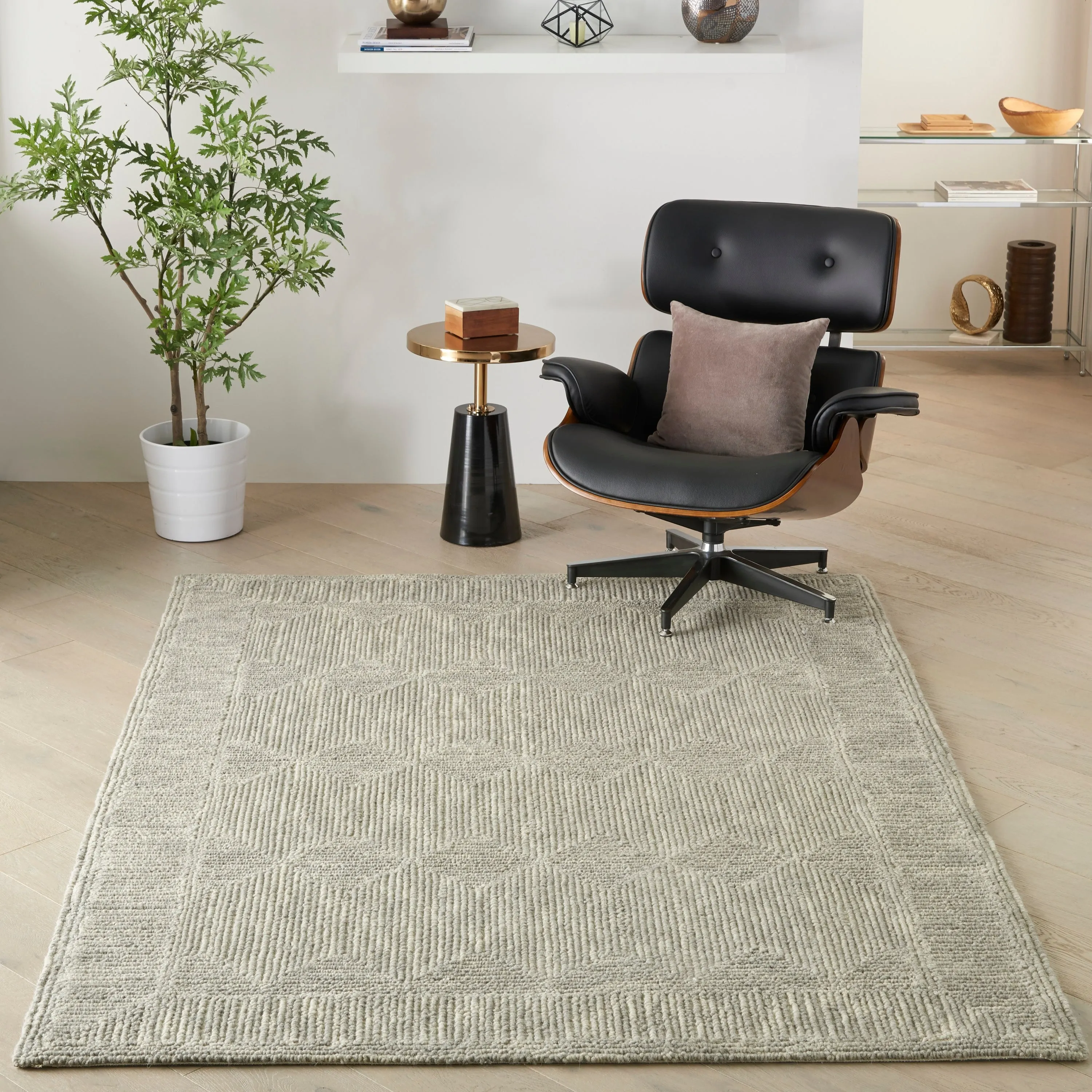 Nourison Vail Textured Modern Hand-tufted Looped Wool Area Rug