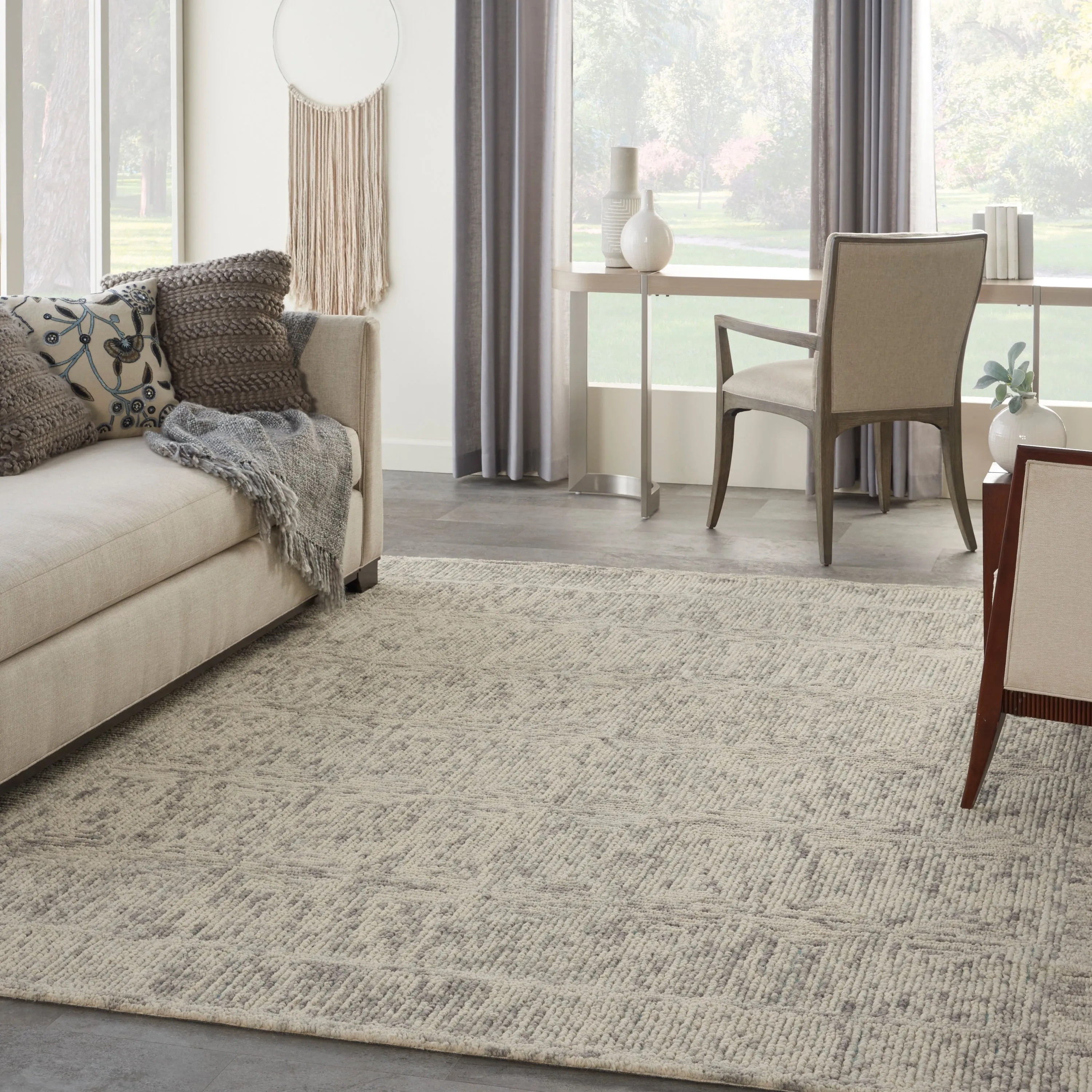 Nourison Vail Textured Modern Hand-tufted Looped Wool Area Rug