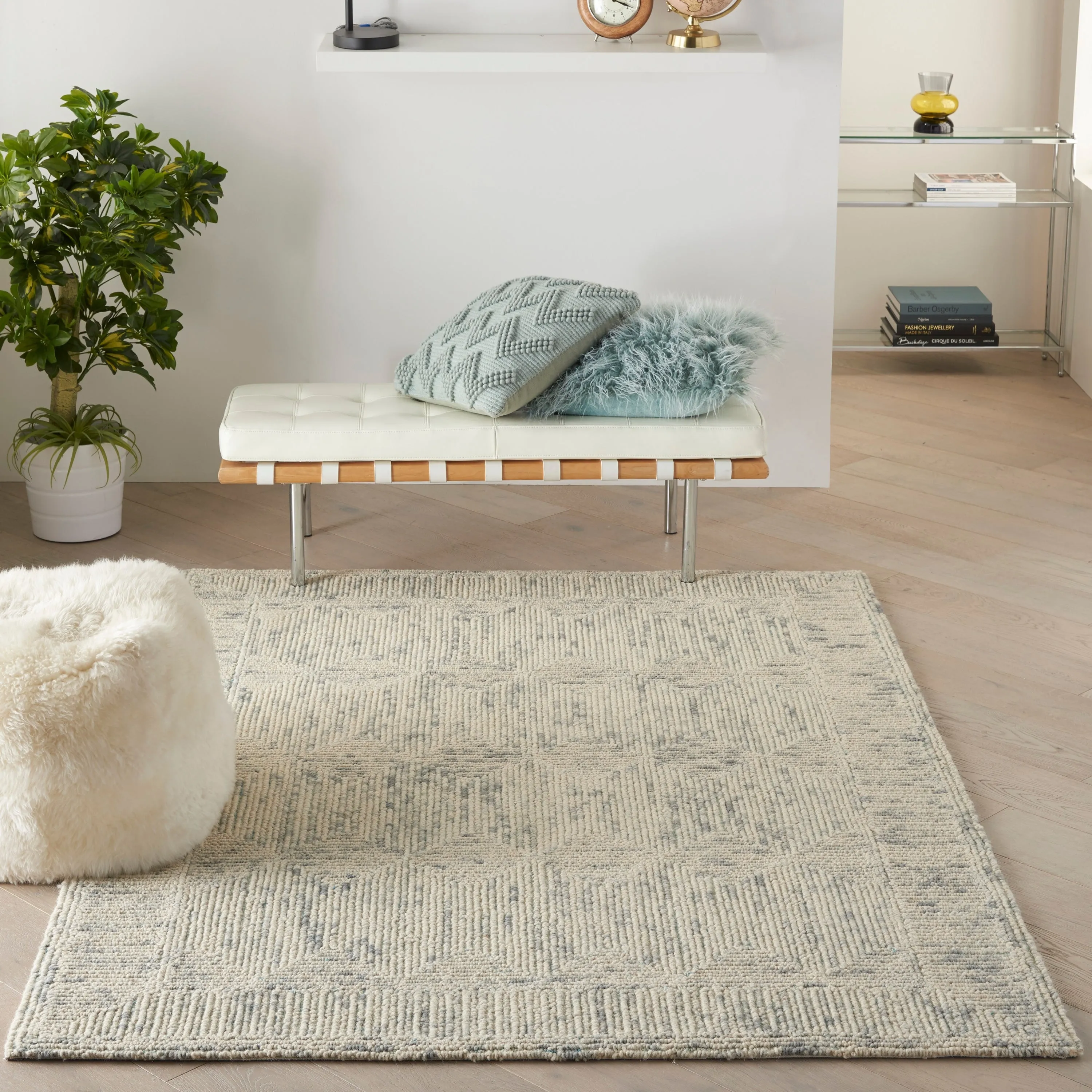 Nourison Vail Textured Modern Hand-tufted Looped Wool Area Rug