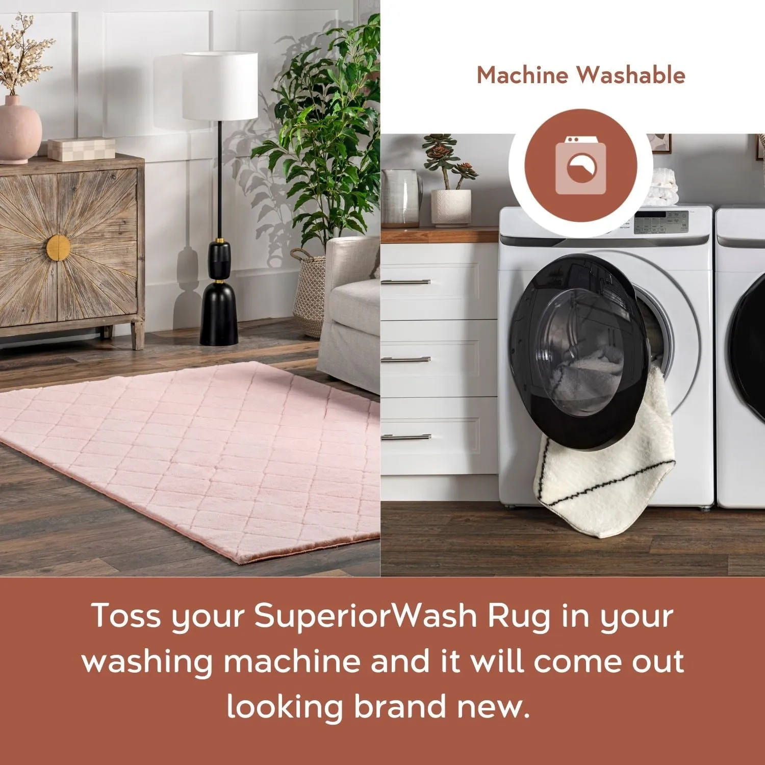 Nuloom Amy SuperiorWash Casual Faux Rabbit Machine Washable Area Rug