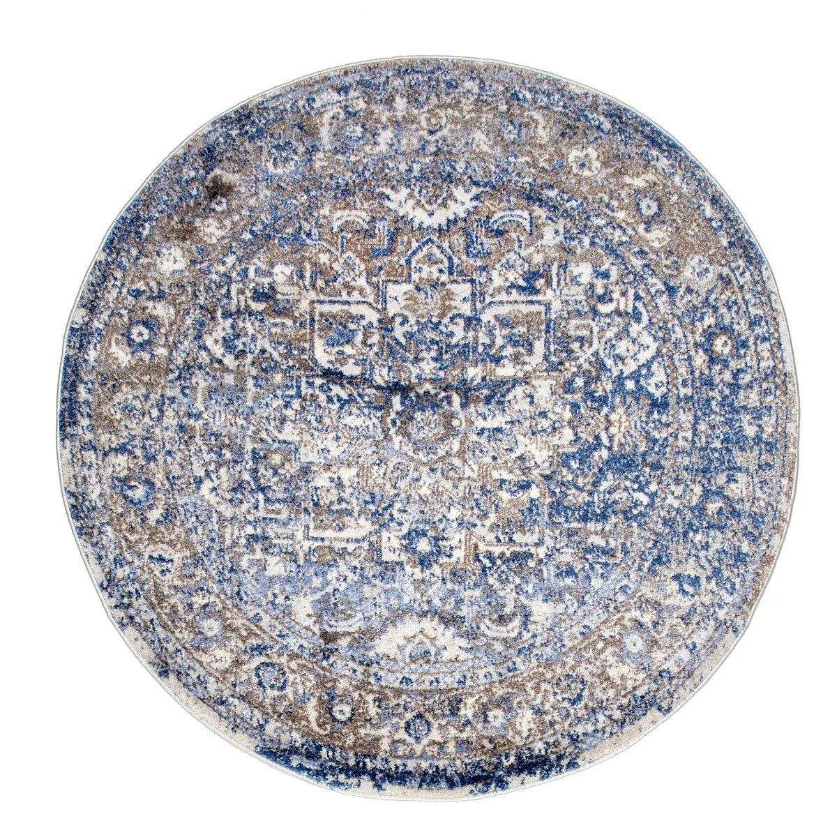 Nuloom Blue Transitional Classical Herver Florid Distressed Persian Medallion Border Area Rug