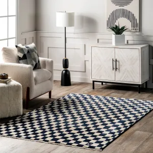 Nuloom Dominique Abstract Checkered Fringe Area Rug