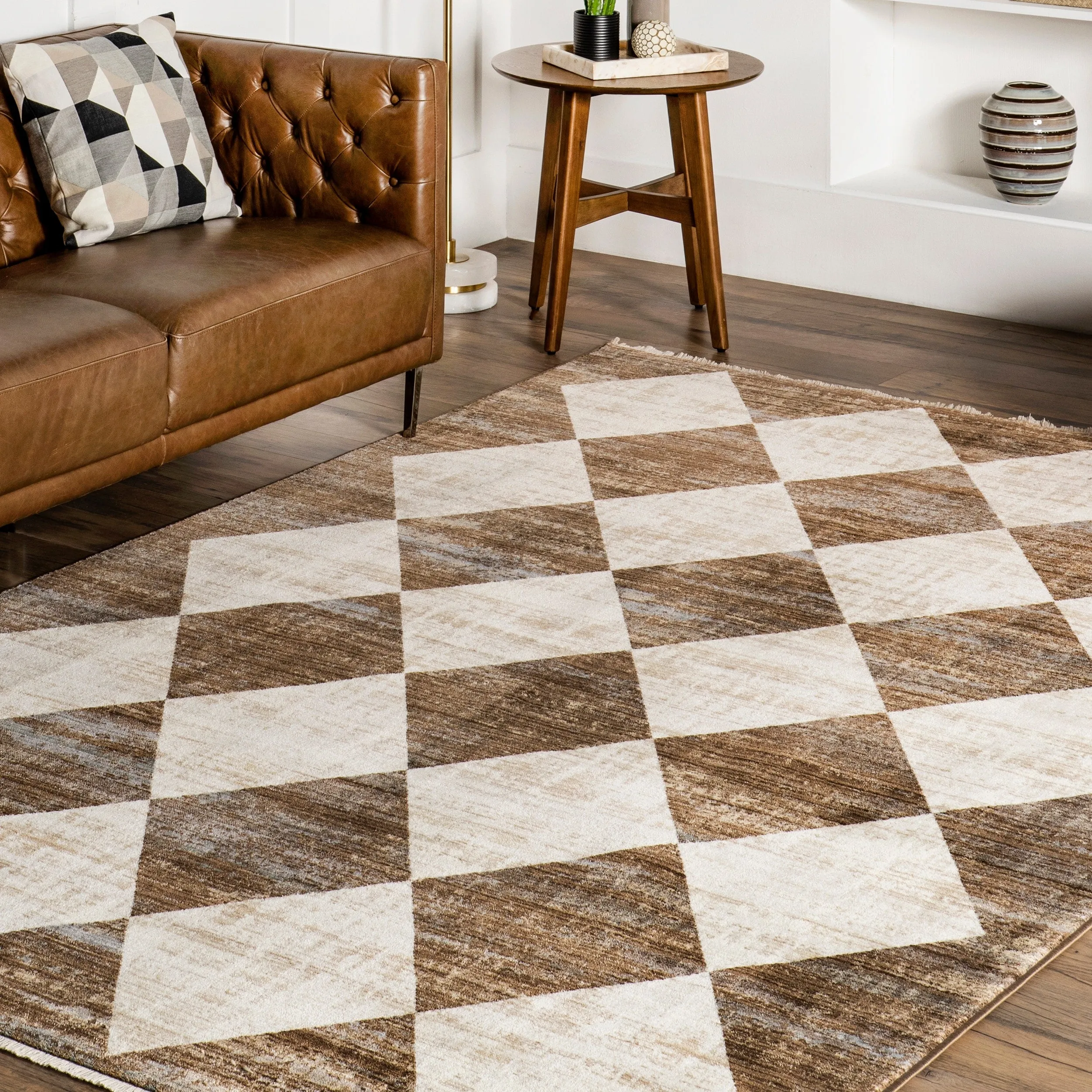 Nuloom Joseline Checkered Fringe Area Rug