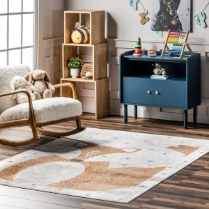 Nuloom Talia SpinClean Bashful Fox Kids Machine Washable Area Rug