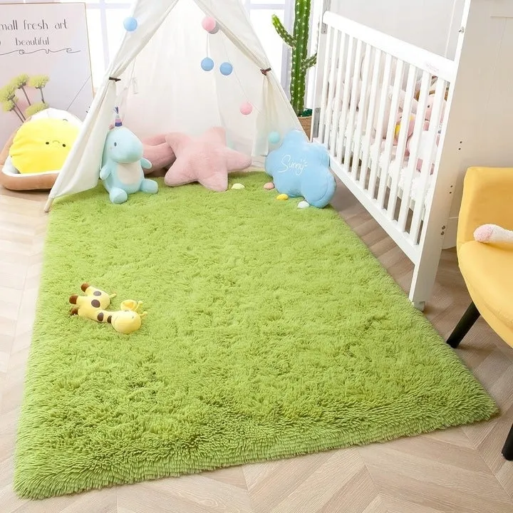 Nursery Decor Area Rug Fuzzy Carpet for Kids Children Play Mat