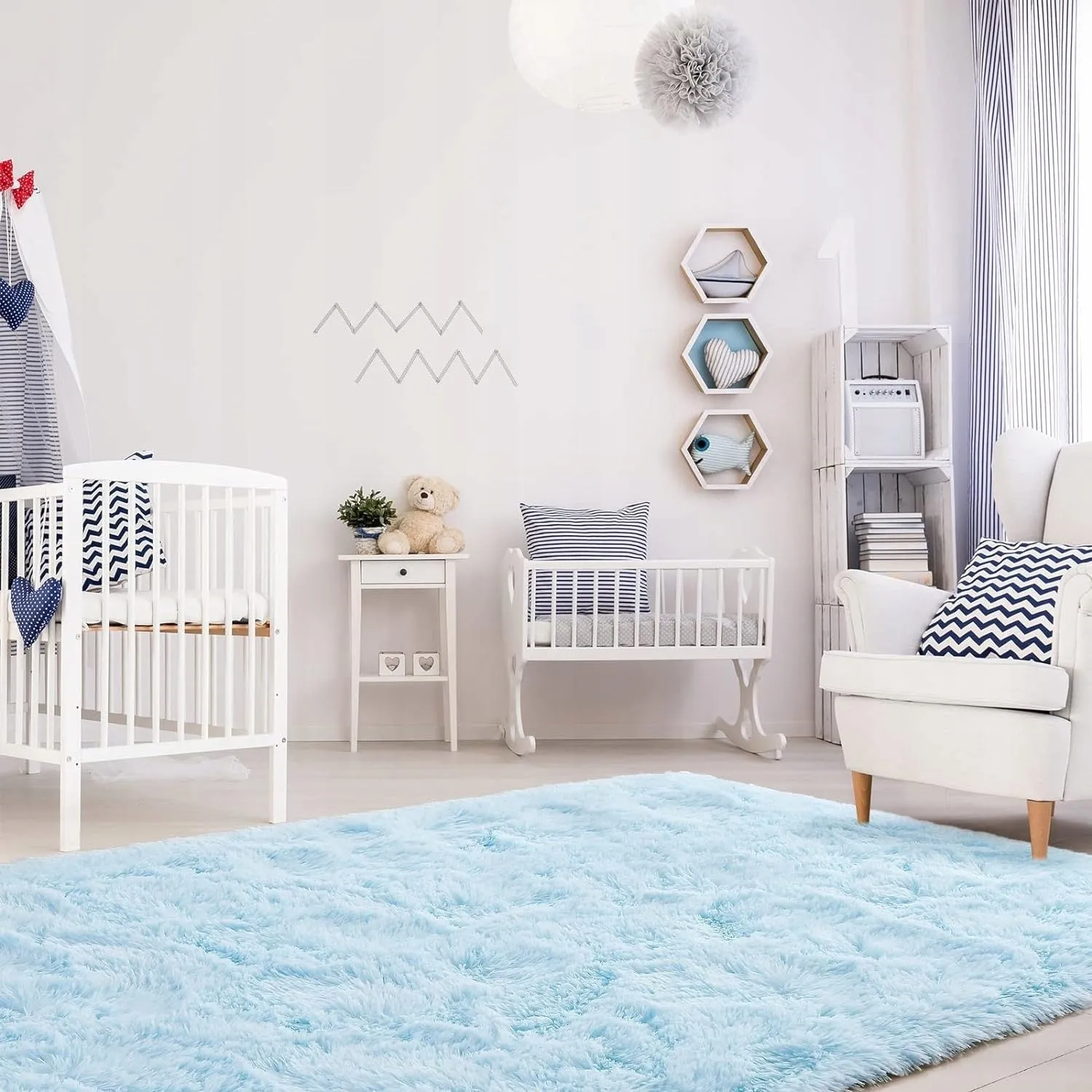 Nursery Decor Area Rug Fuzzy Carpet for Kids Children Play Mat