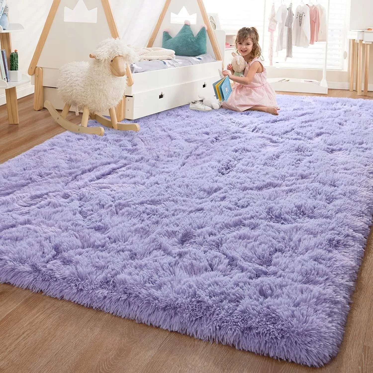 Nursery Decor Area Rug Fuzzy Carpet for Kids Children Play Mat